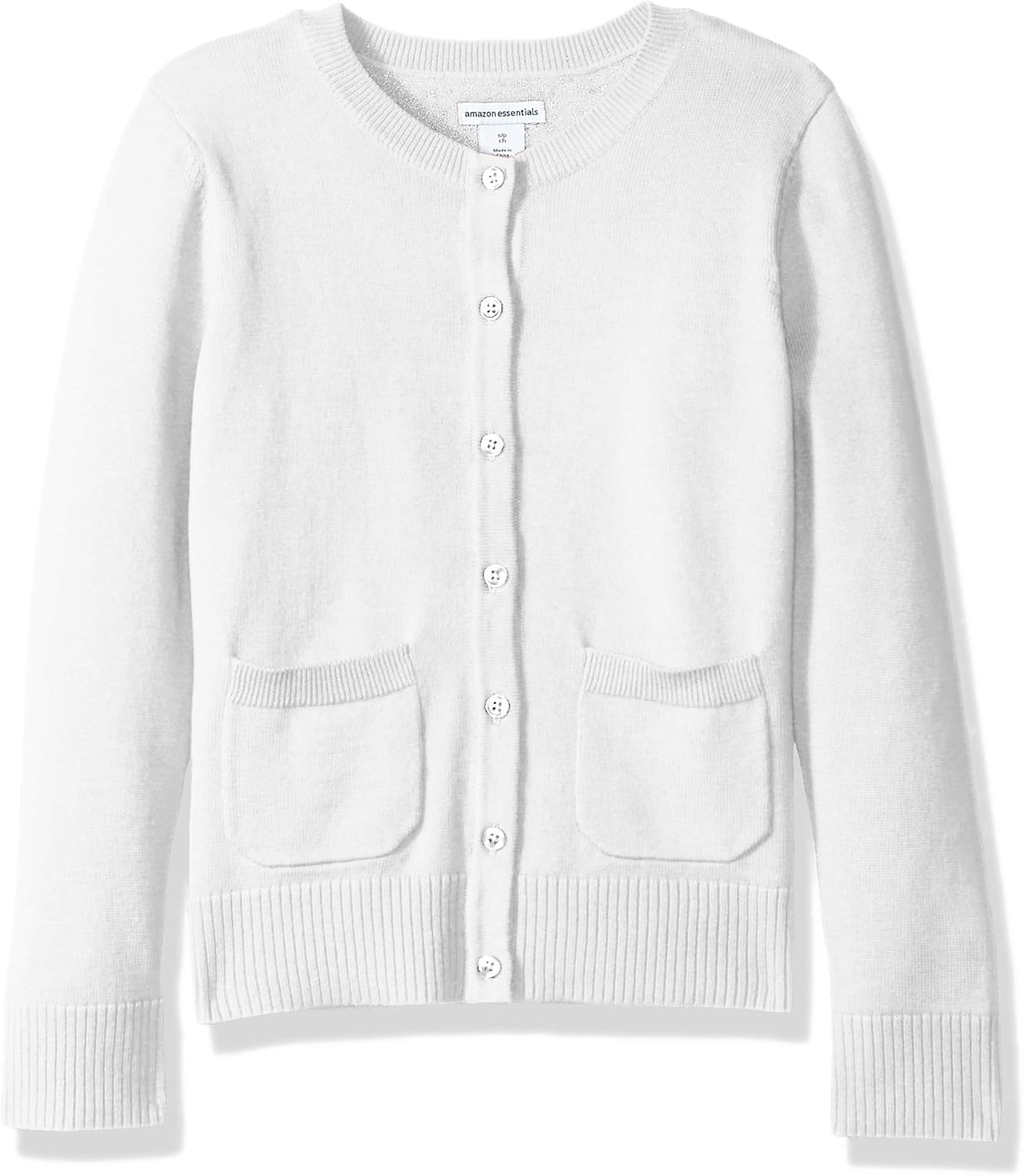 Amazon Essentials Girls and Toddlers’ Uniform Slim Fit Crewneck Cardigan Sweater