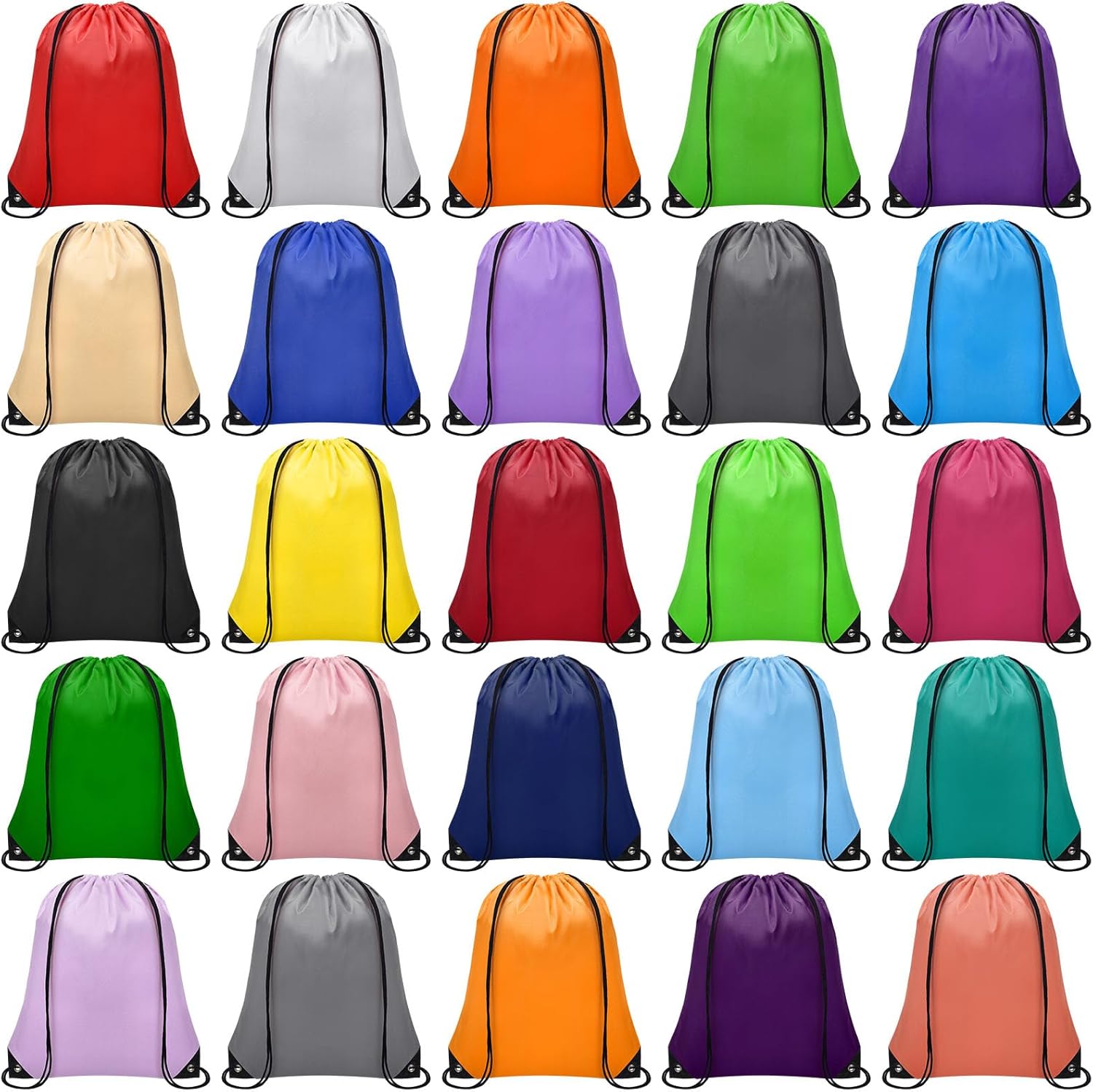 Grneric 25 Pieces Drawstring Bags Bulk Drawstring Backpack Draw String Bag Cinch Sack for Gym Traveling Yoga Outdoor Sports (25 Colors)