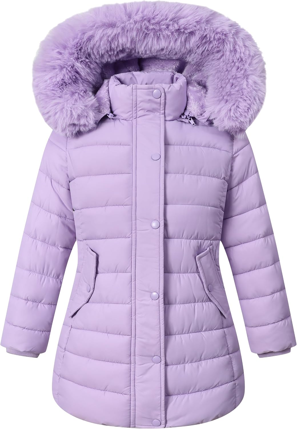 Girl’s Winter Waterproof Warm Long Coat,Kids Puffer Jacket Outerwear Parka,Removable Hood