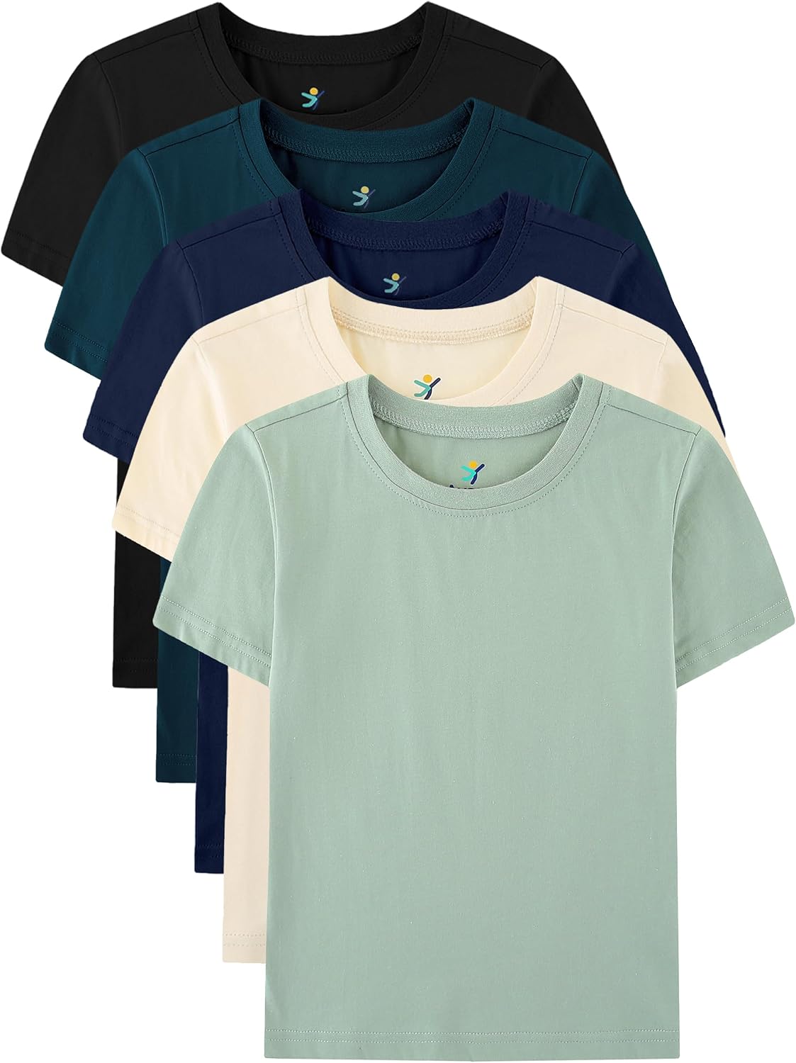 Boys T-Shirts 5 Pack,100% Cotton Jersey Short Sleeve Crew Neck Shirts for Boys School,Daily and Sports Wear 4-16 Years