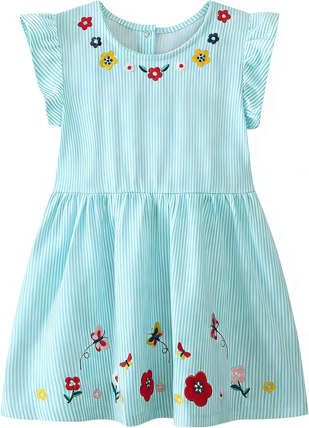 AIWUHE Toddler Dress Girl’s Dresses Cotton Summer Ruffle Sleeve Cute Casual A Line Dress Sleeveless Summer Clothes 2-7Y