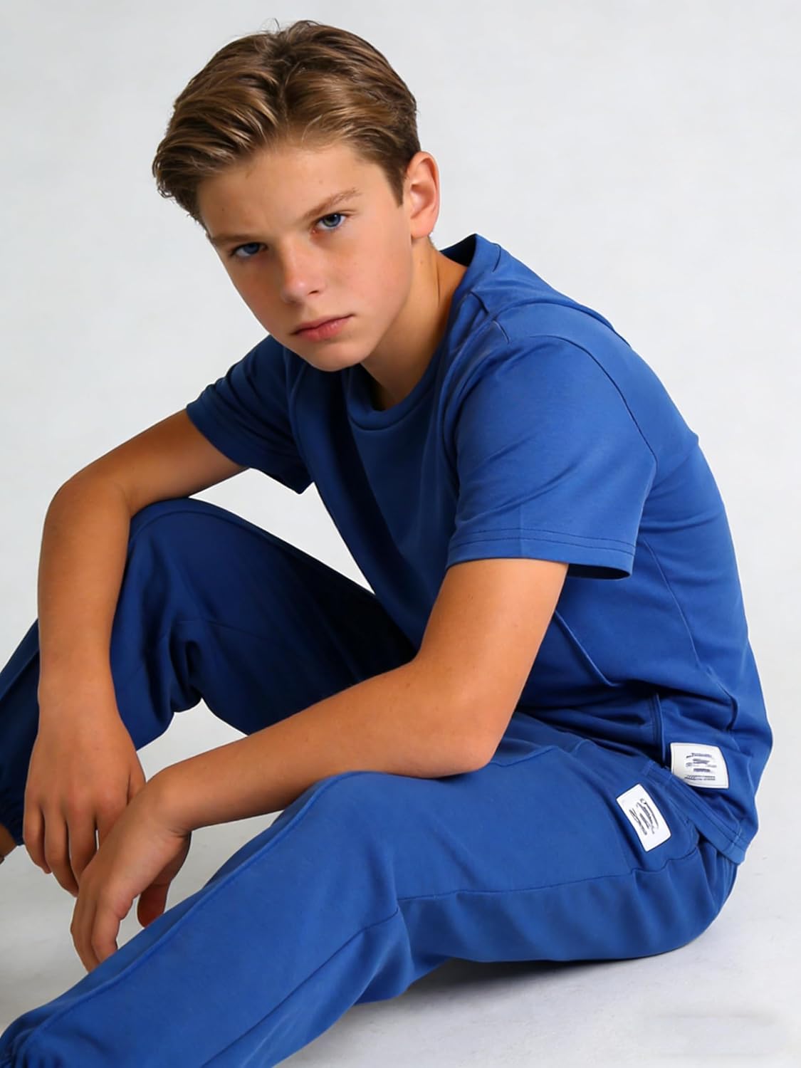 OLMRJKD Boys 2 Piece Outfits Color Block Clothes Short Sleeve T Shirt and Camouflage Pants Summer Clothing Sets
