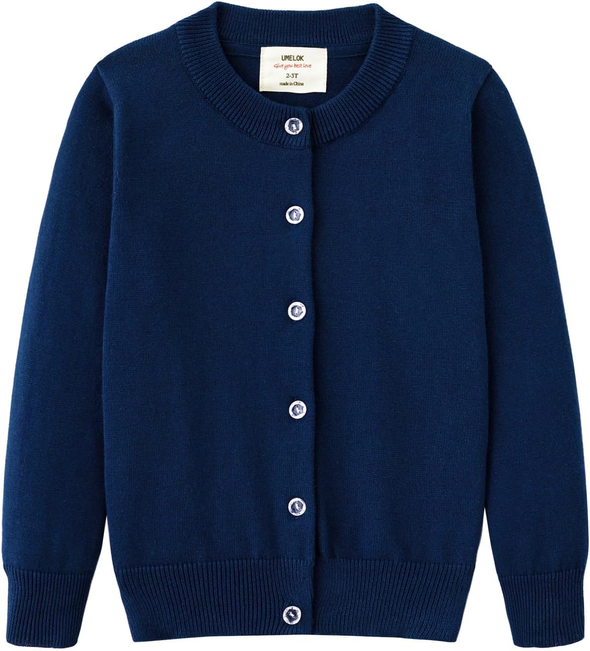 UMELOK Girls’ Cardigans Sweater Cotton Button Solid Long Sleeve Knit Sweaters