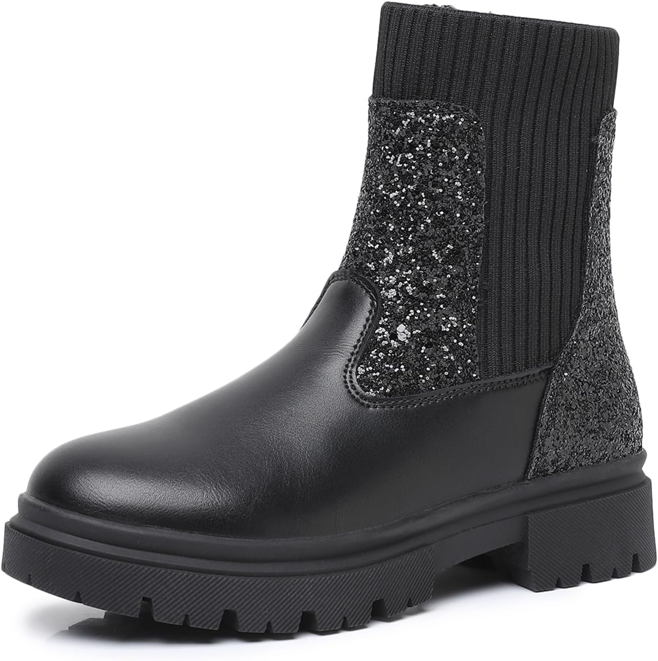 Ahannie Girls Combat Boots with Side Zipper – Kids Black Ankle Booties Fashion Shoes(Little Kid/Big Kid)