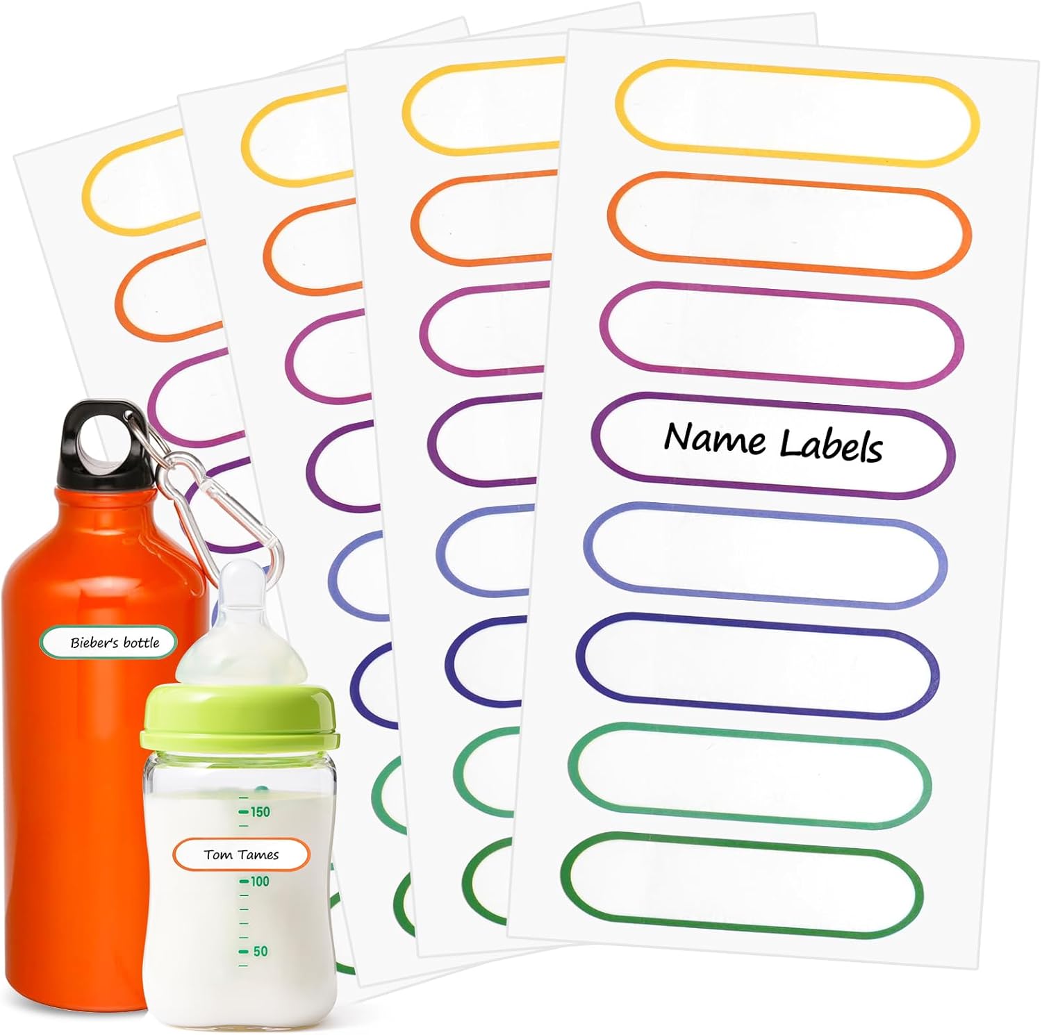 Waterproof Name Labels for Kids Child – Self-Laminating,Dishwasher Safe Name Stickers for Daycare,School Supplies,Toddler Baby Bottles,Sippy Cups,Travel Size Water Bottles – Washable,136 PCS.