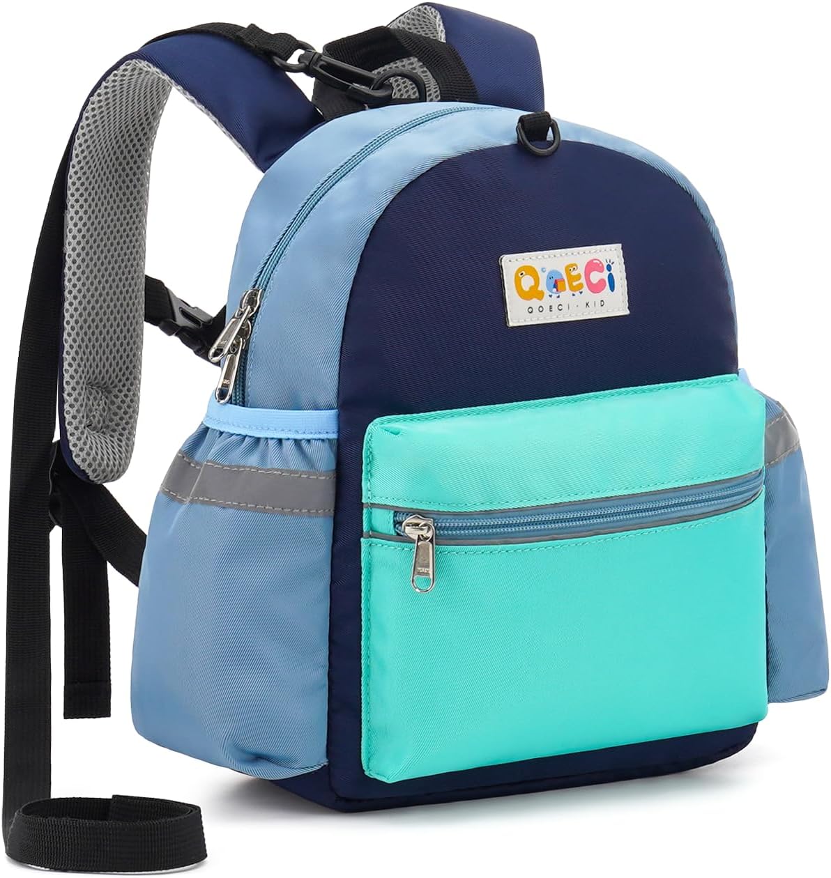 Toddler Backpack with Leash for Boys Girls Kids Kindergarten Nursery, 11” Baby Leash Backpack with Reflective, Toddler Bookbag with Anti-Lost Harness for Walking, Mint Blue