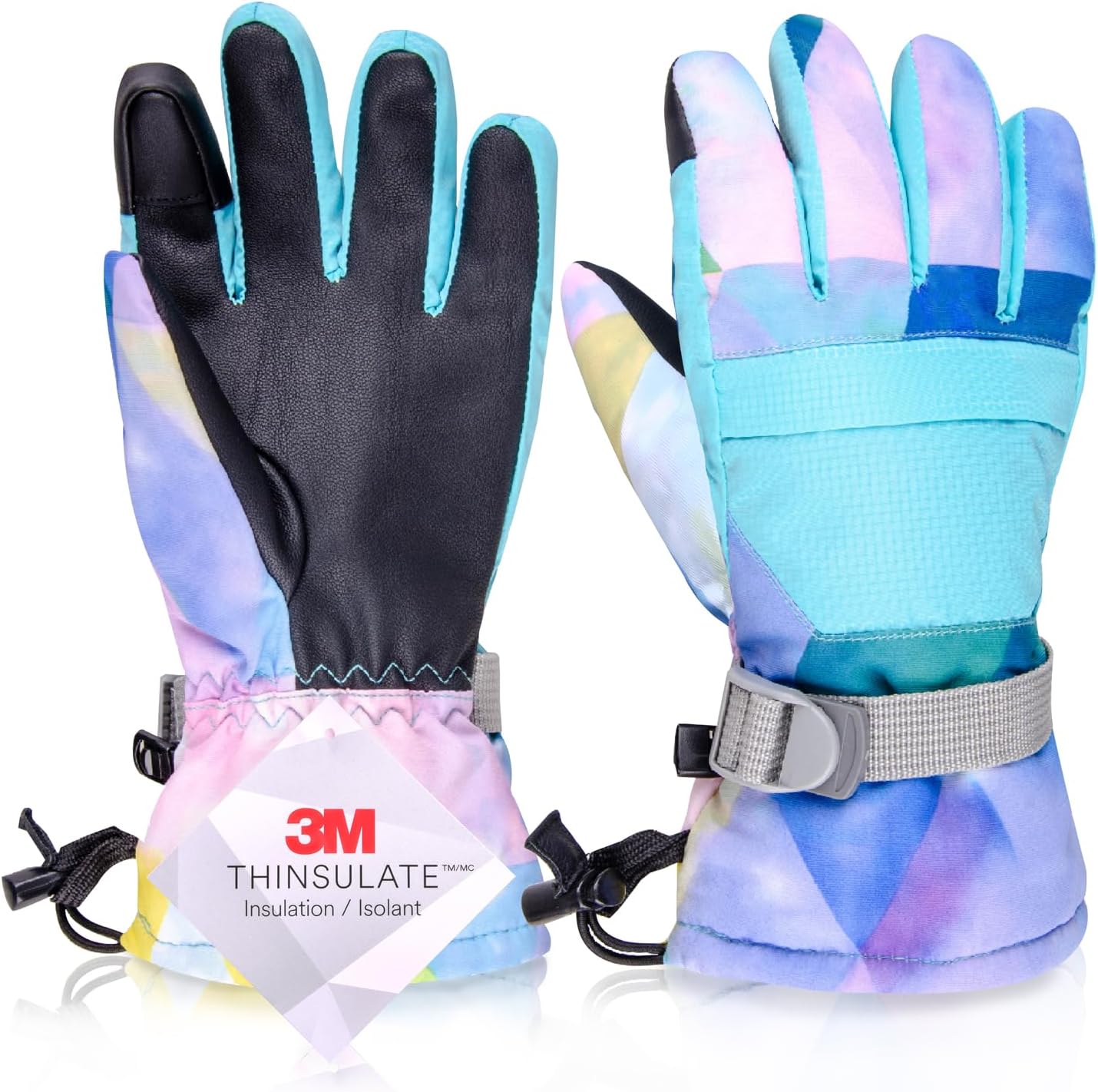 Azarxis Kids Snow Ski Gloves, Children Winter Waterproof Windproof Warm Touchscreen Snowboard Gloves for Boys & Girls