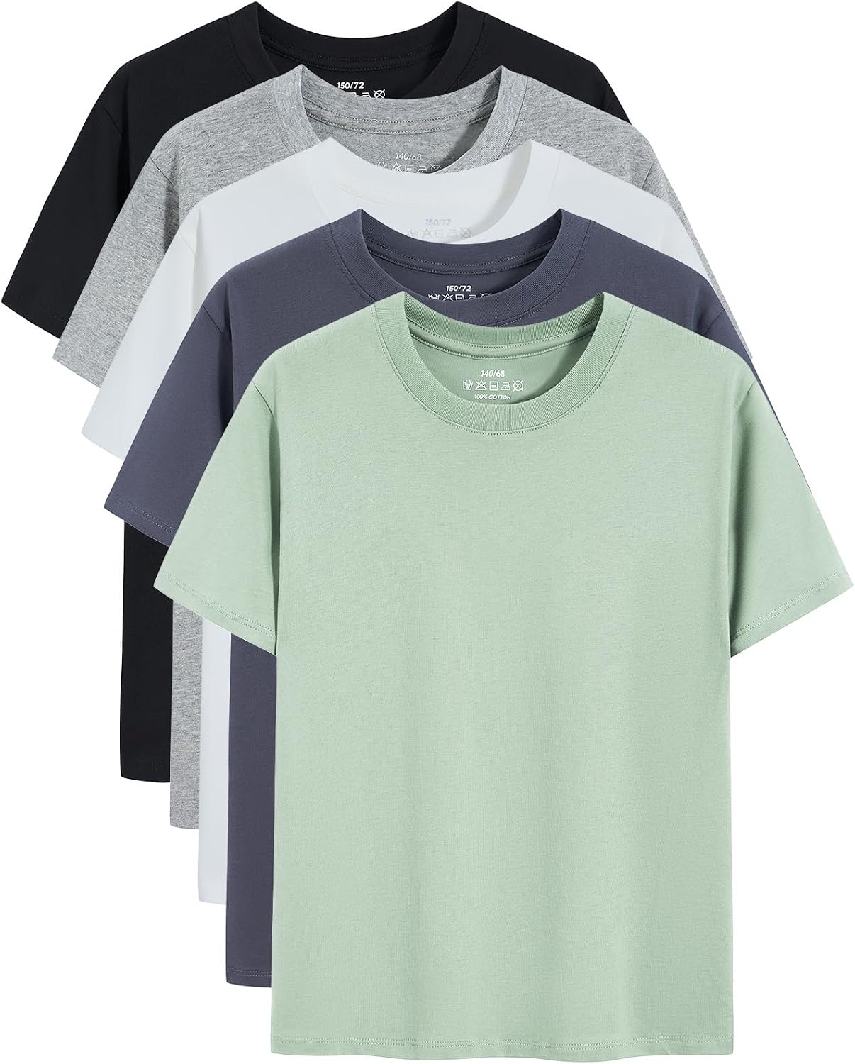 Gihuo 5 Pack Boys Tshirts Short Sleeve Shirts for Boys Cotton T-Shirts Kids Tees Clothes Summer Tops