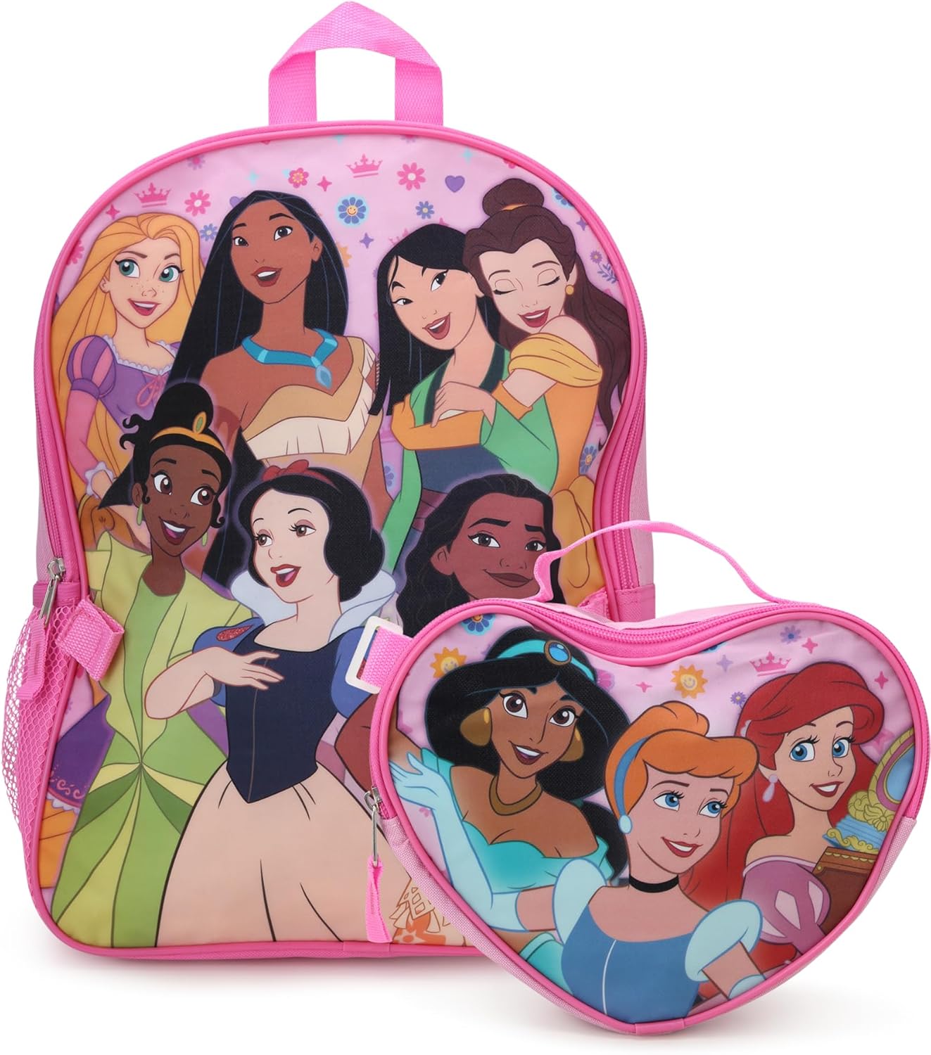 Fast Forward Disney Princess Girls Backpack and Lunch Box Set – 2 Piece 15 Inch School Backpack With Detachable Lunch Bag Set, Size One Size, Disney Princess Heart Lunch