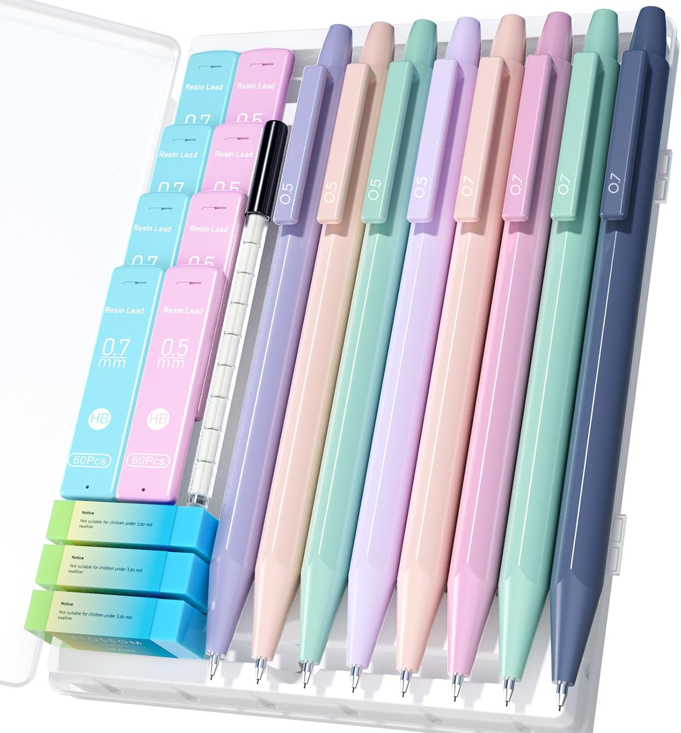 20PACK Mechanical Pencil, 8Pcs 0.5 0.7mm Mechanical Pencils Set With Eraser and 480 Pcs Refills, Cute Colored Preppy School Supplies Gift for Girls Writing – Come With Custom Case