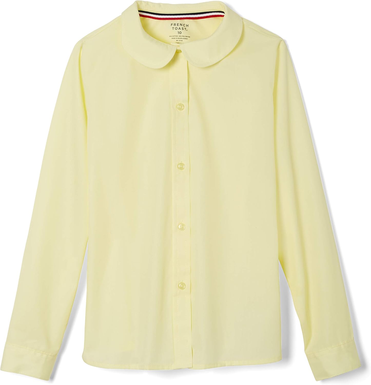 French Toast Girls Long Sleeve Woven Shirt with Peter Pan Collar (Standard & Plus)