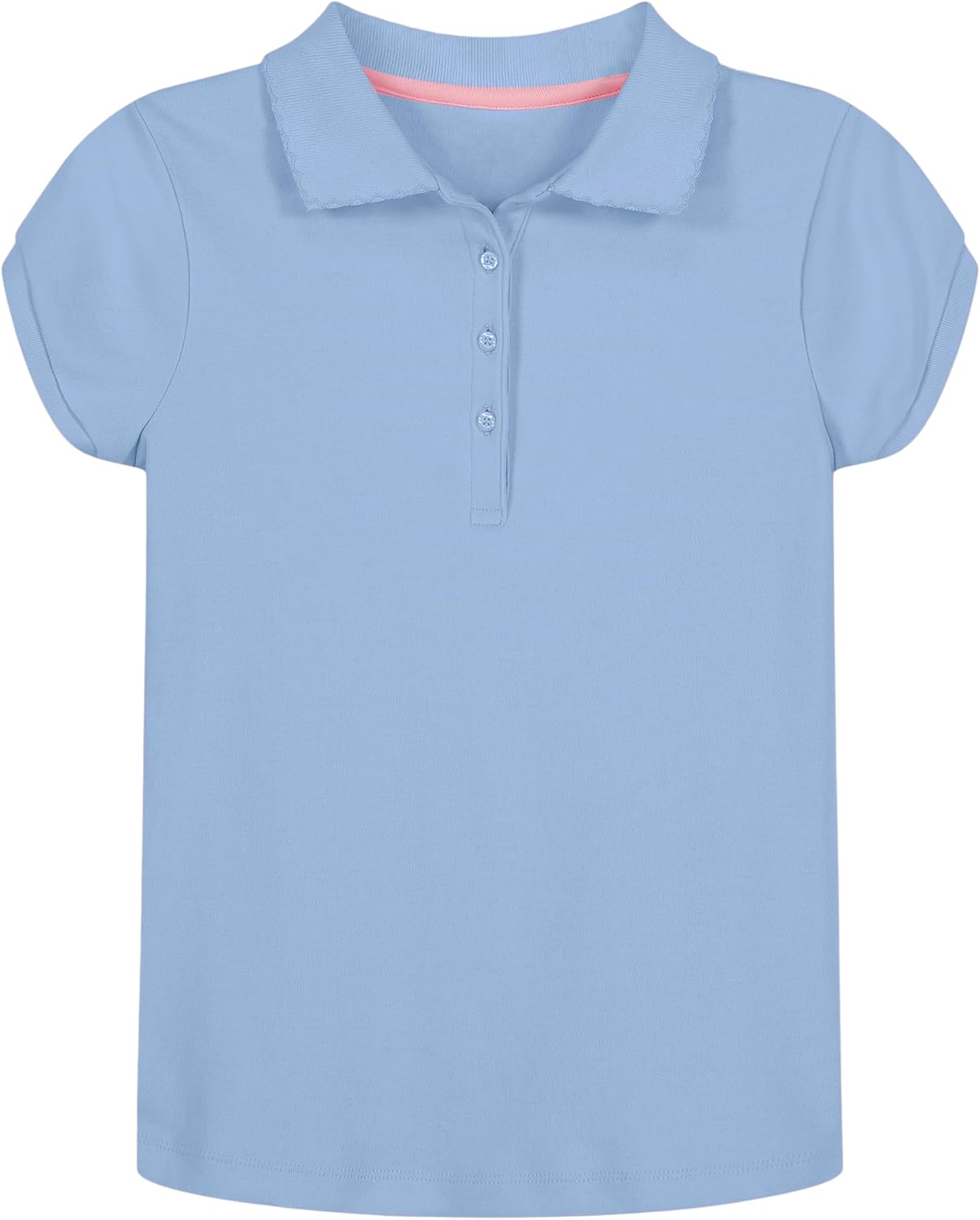 Nautica Girls’ School Uniform Short Sleeve Polo Shirt, Button Closure, Soft Pique Fabric