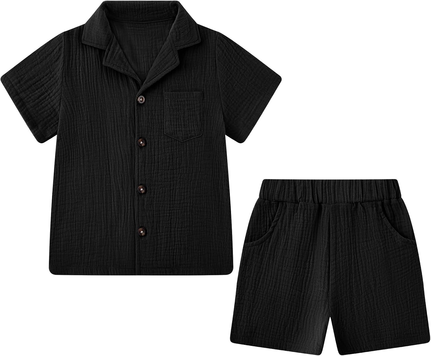 Coco&RARA Toddler Baby Boys Clothes Button-down Shirt Infant Outfits with Pockets + Shorts 2PCS 0-4T