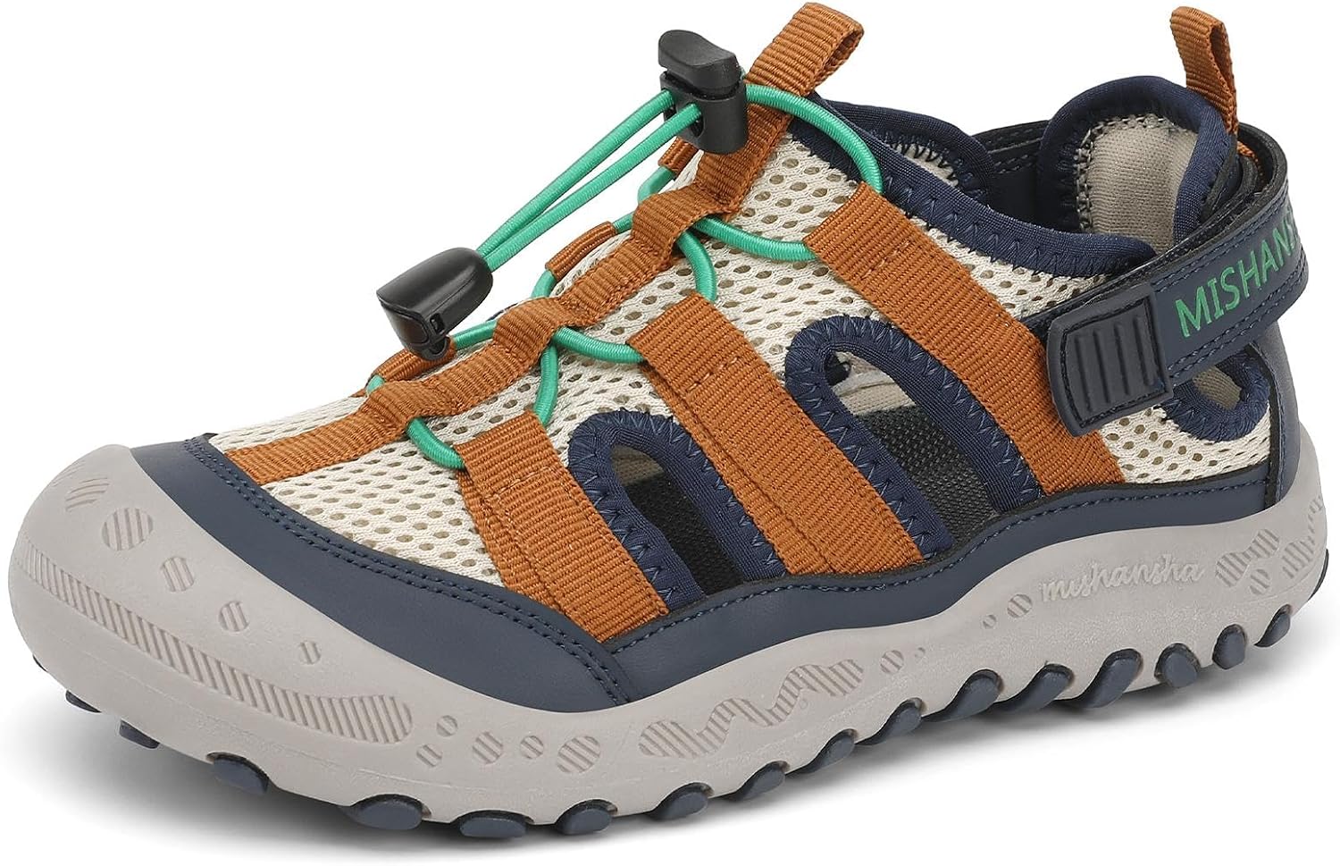 Mishansha Kids Outdoor Sport Sandals Closed Toe Adjustable Boys Girls Hiking Sandals Non-Slip Quick-Dry Water Sandal for Toddler Little Kid Big Kid