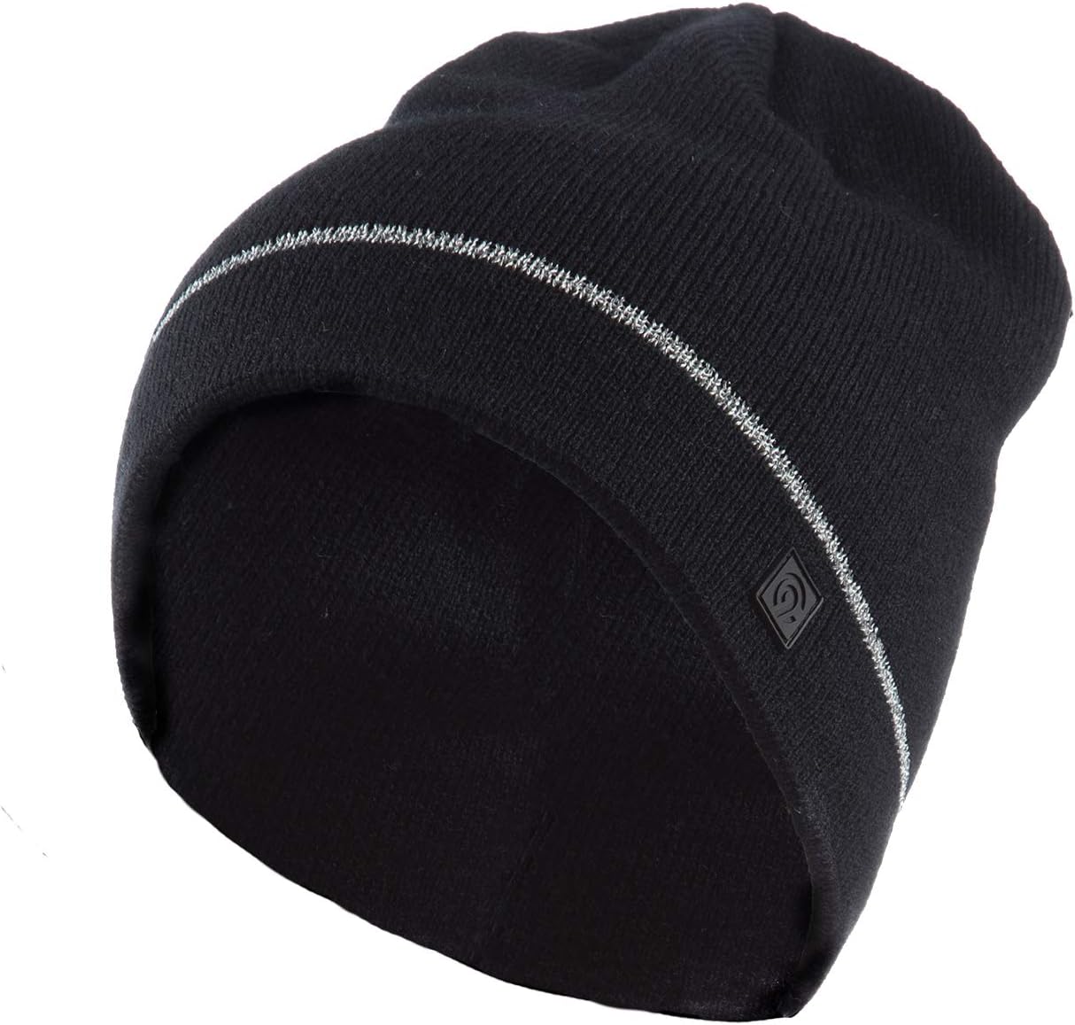 C9 Champion Kids’ Machine Washable Black Beanie Hat with Reflective Stripe and Fleece Lining