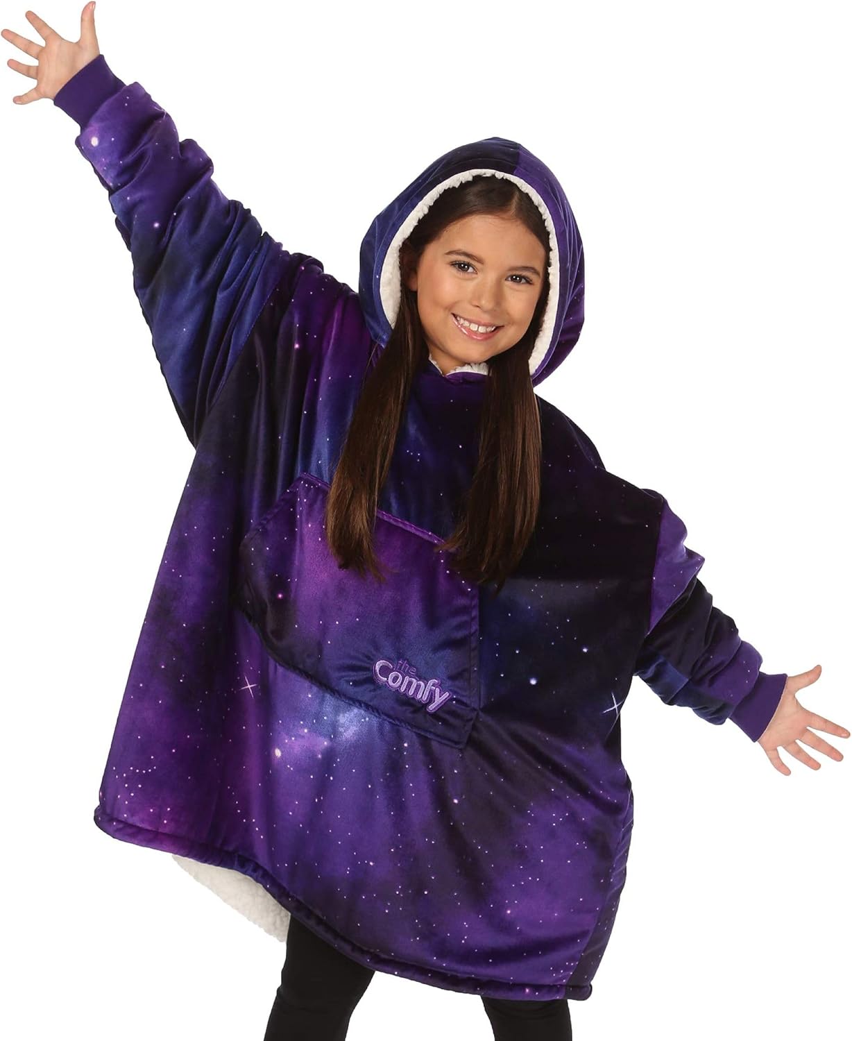 THE COMFY Original Jr | Shark Tank | Patented | Kids Oversized Sherpa Wearable Blanket Hoodie | Gift for Boys & Girls