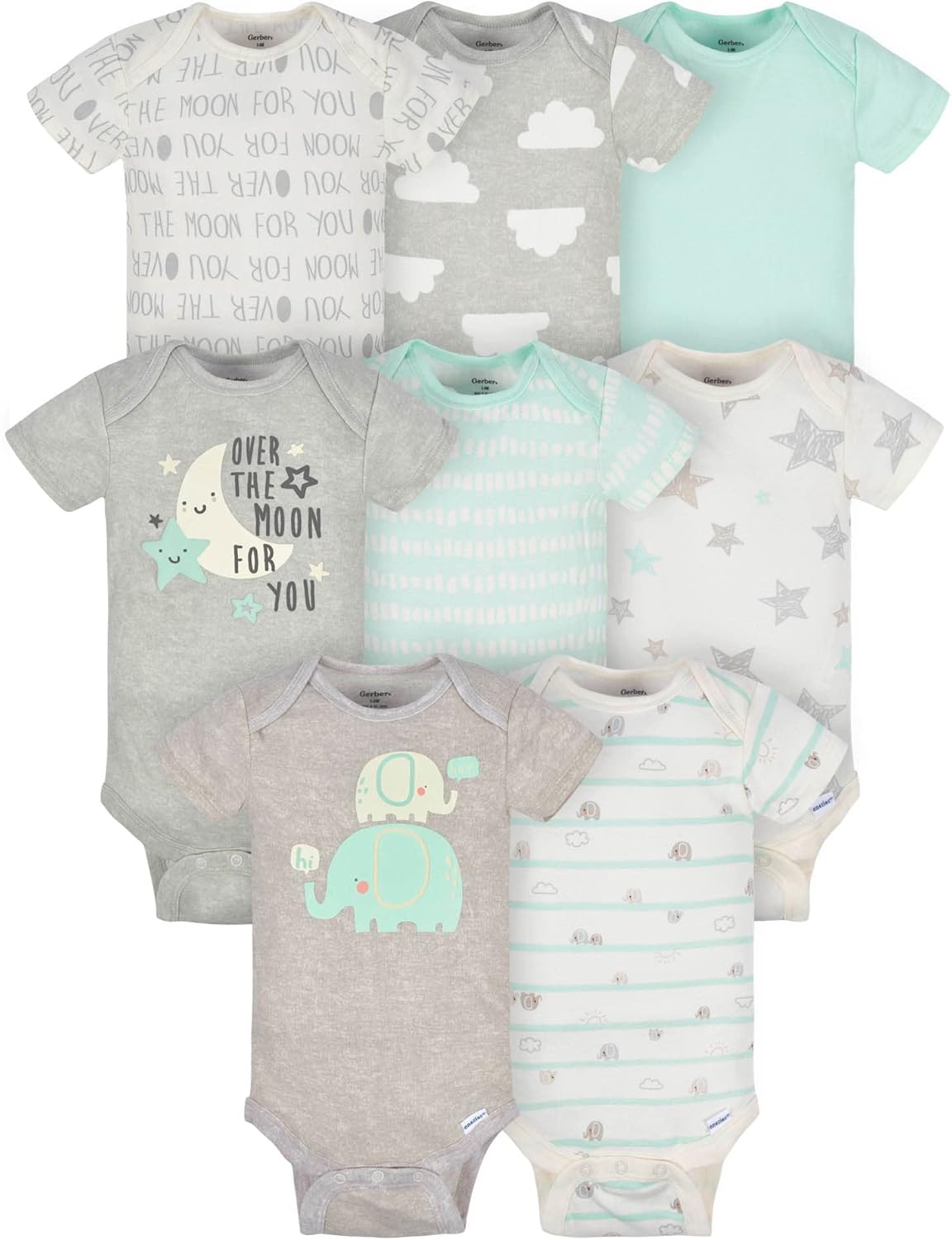 Gerber Unisex-Baby 8-pack Short Sleeve Onesies Bodysuits