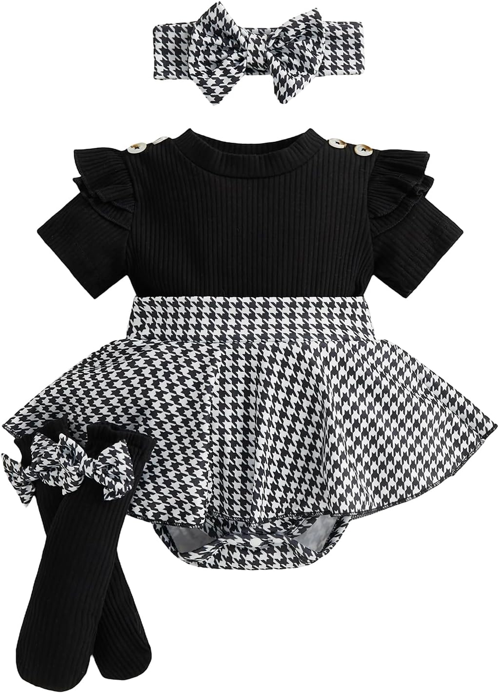 Giraropa Newborn Baby Girl Clothes Smocked Bubble Romper Dress + Socks + Headband Cute Spring Summer Baby Girl Clothes