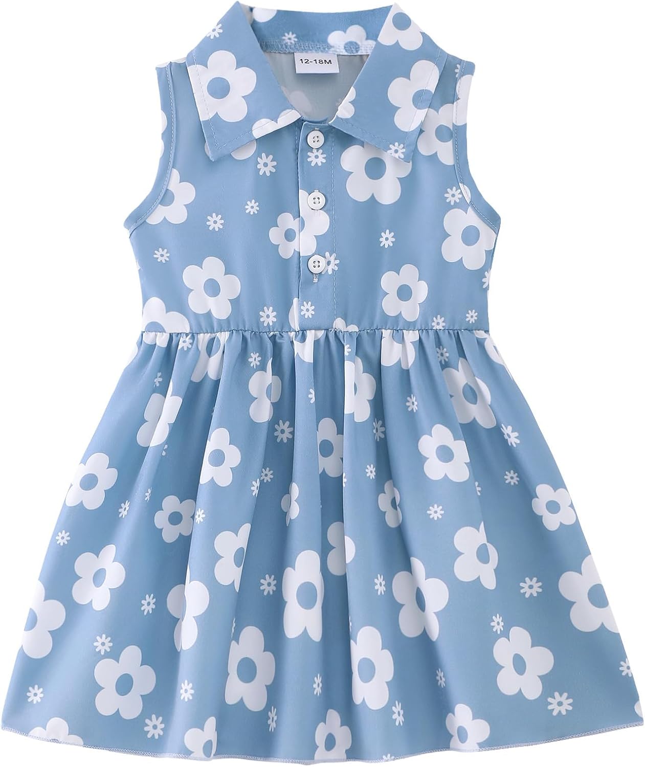 Saeaby Baby Girl Dress Summer Dresses Toddler Girl Clothes Polo Collar Ruffle Sundress Sleeveless Outfit for Girls
