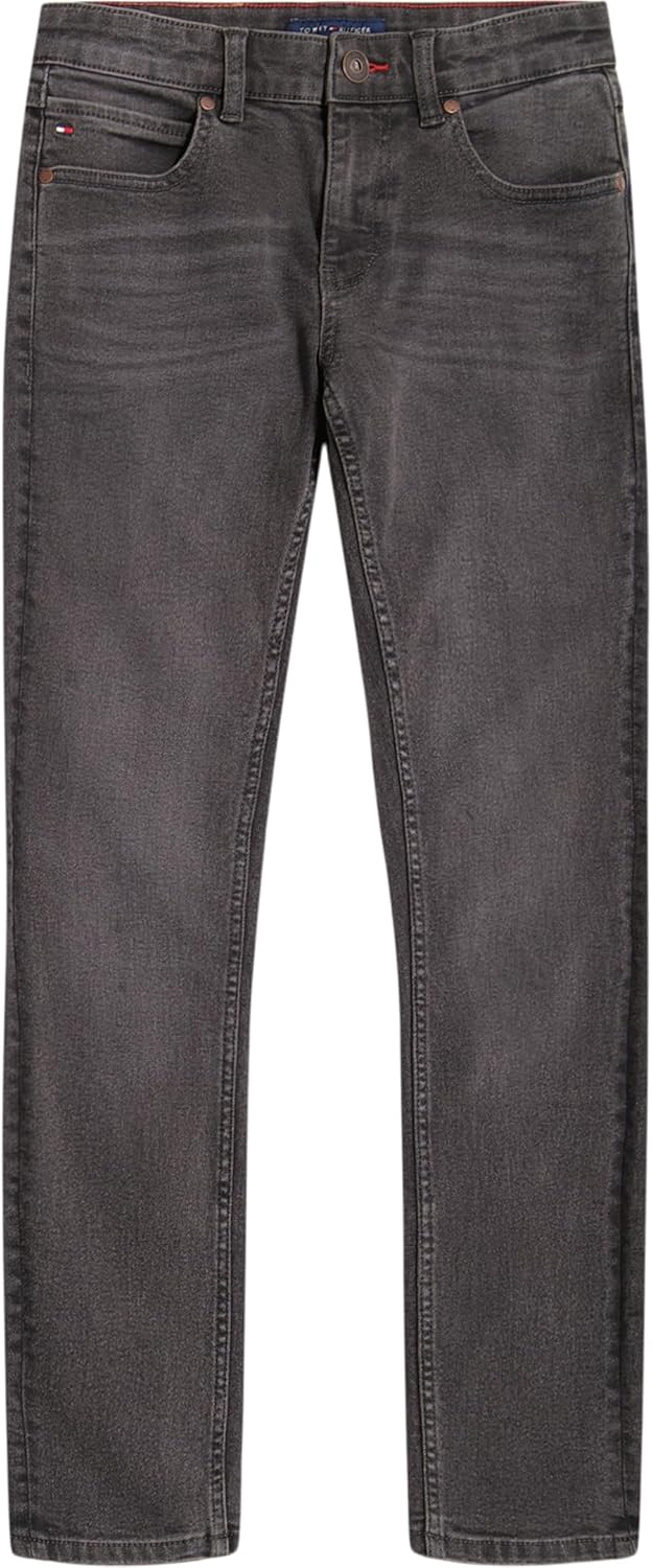 Tommy Hilfiger Boys 5-Pocket Stretch Skinny Fit Denim Jean, Zipper Fly & Button Closure