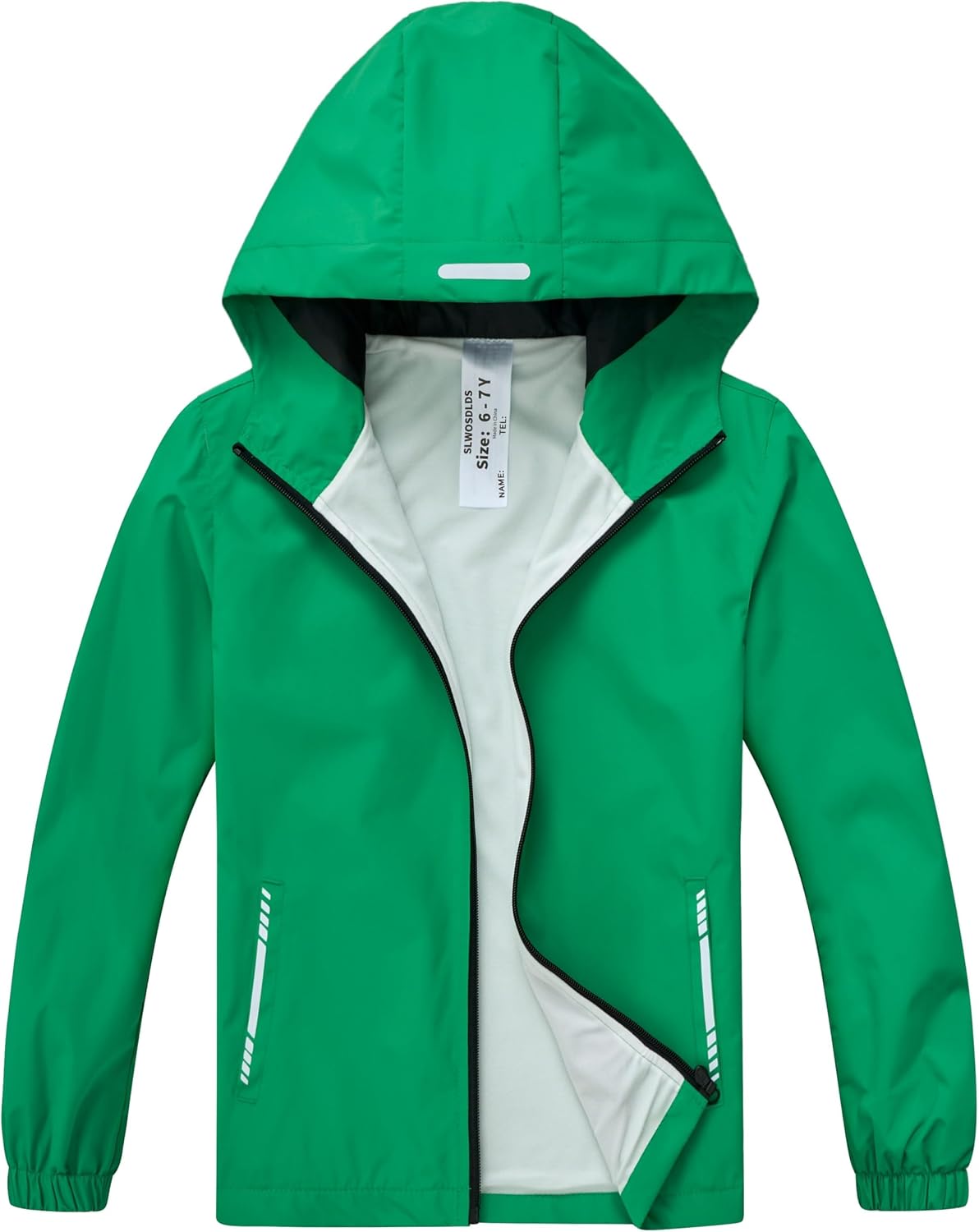 Boys Girls Waterproof Rain Jacket Lightweight soft lining Kids Windbreaker Hooded Coat Easy to Fold