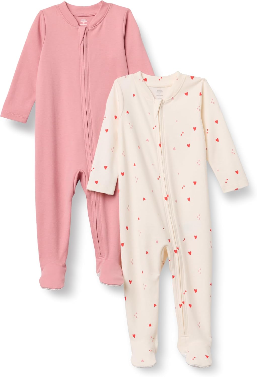 Amazon Essentials x Sofia Grainge Unisex Babies’ Cotton Footed Sleep and Play One-piece Bodysuit, Pack of 2