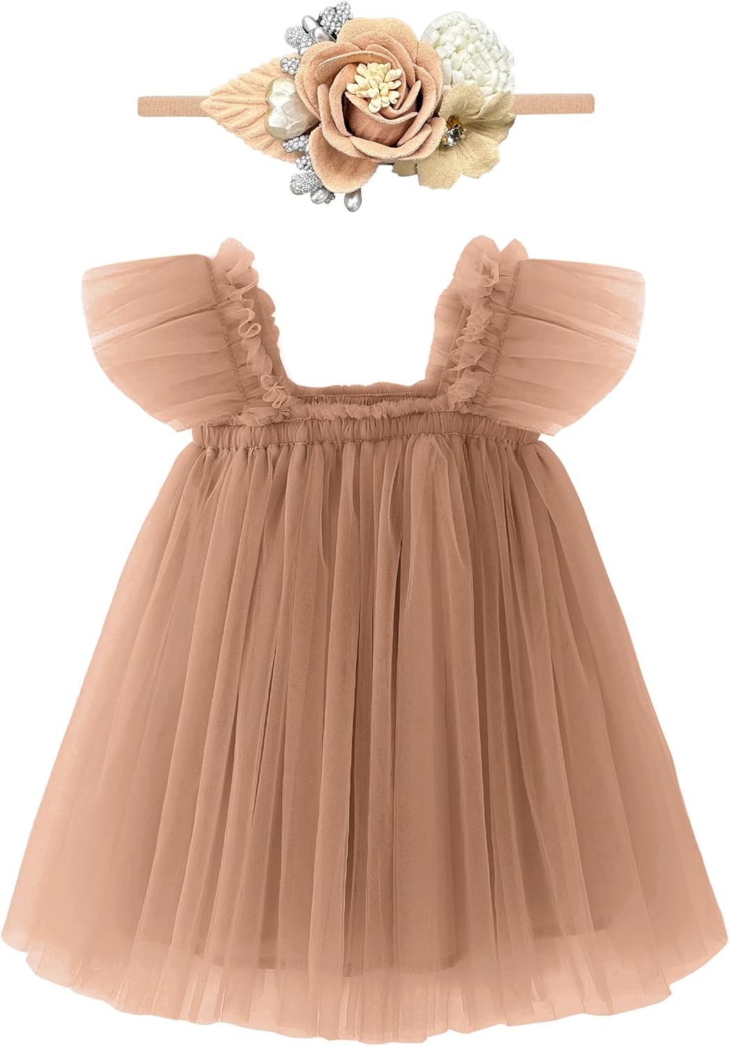 Baby Girl First Birthday Outfit Cake Smash 1st Birthday Dress with Flower Headband