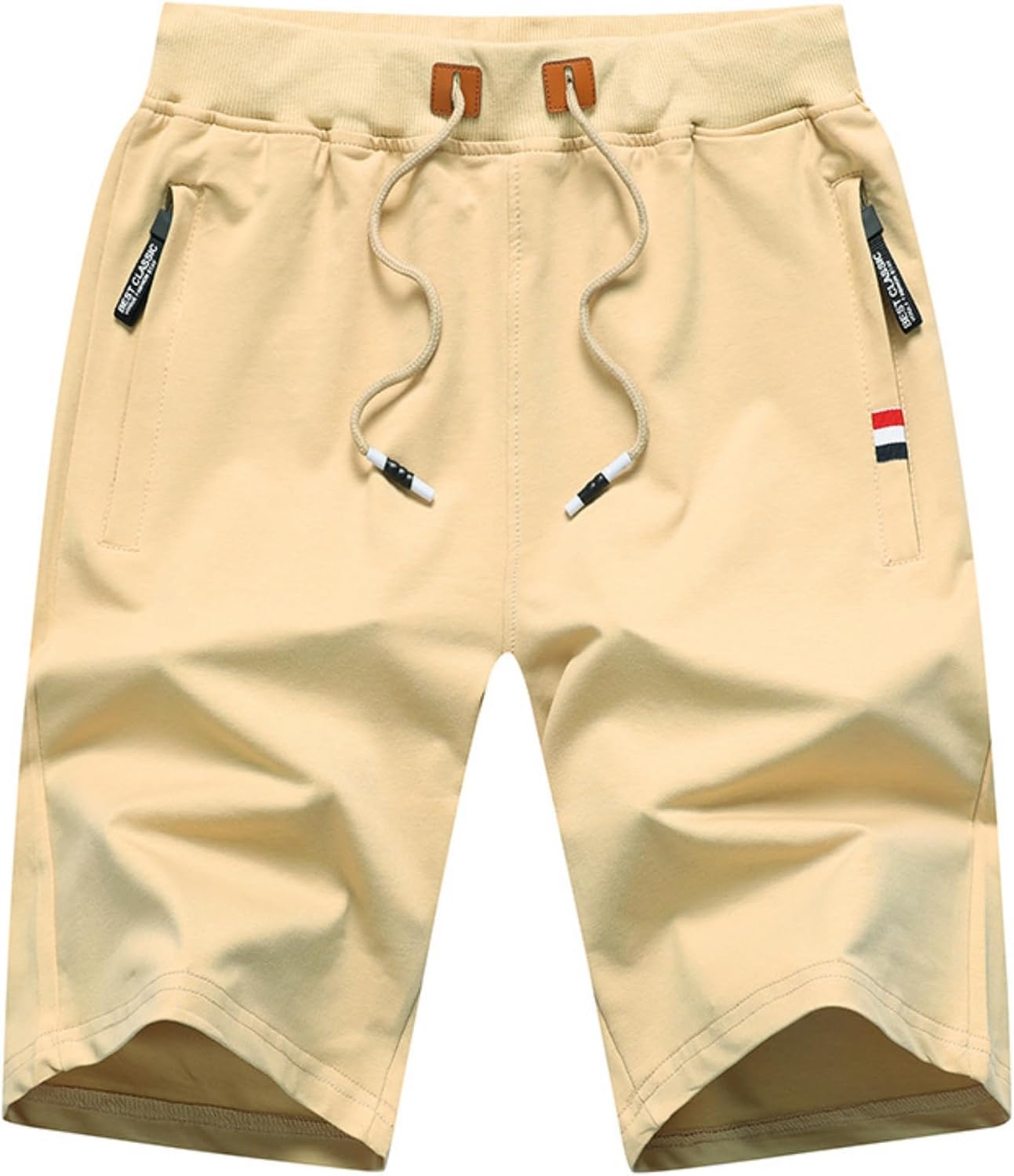 Boy’s Fashion Shorts Casual Summer Stretch Fit Elastic Waist Shorts with Zipper Pockets
