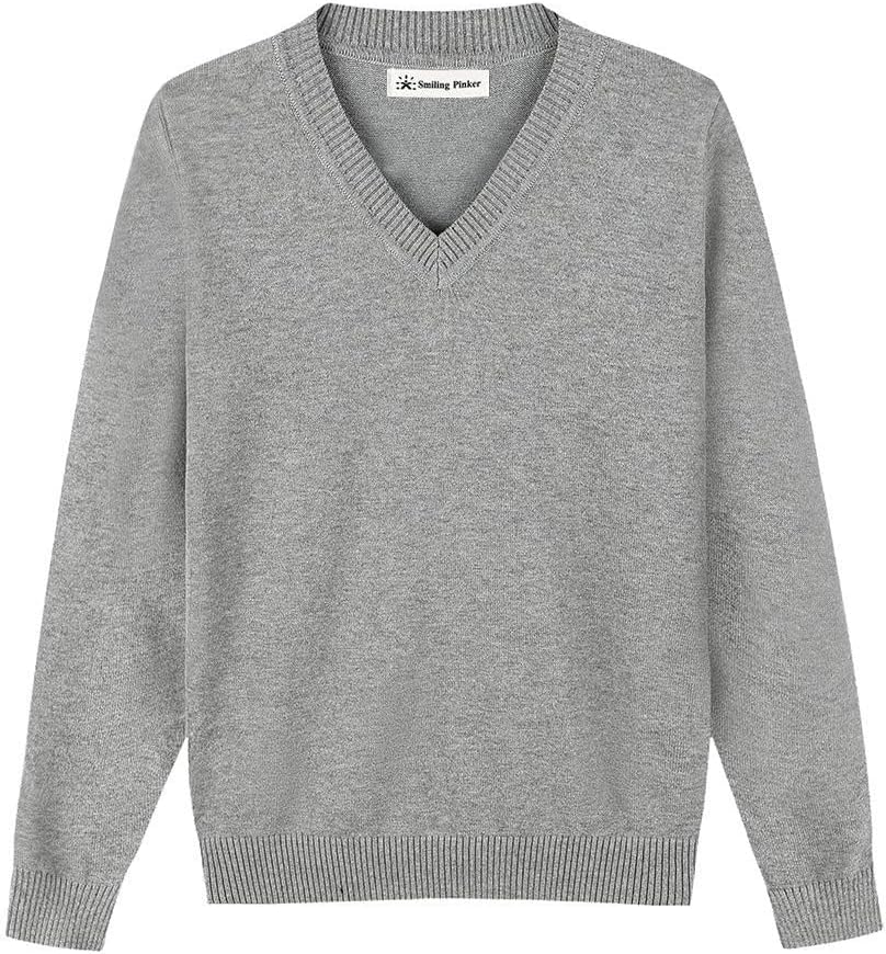 SMINLING Pinker Boys Sweater Pullover School Uniform V-Neck Soft Cotton Clothing