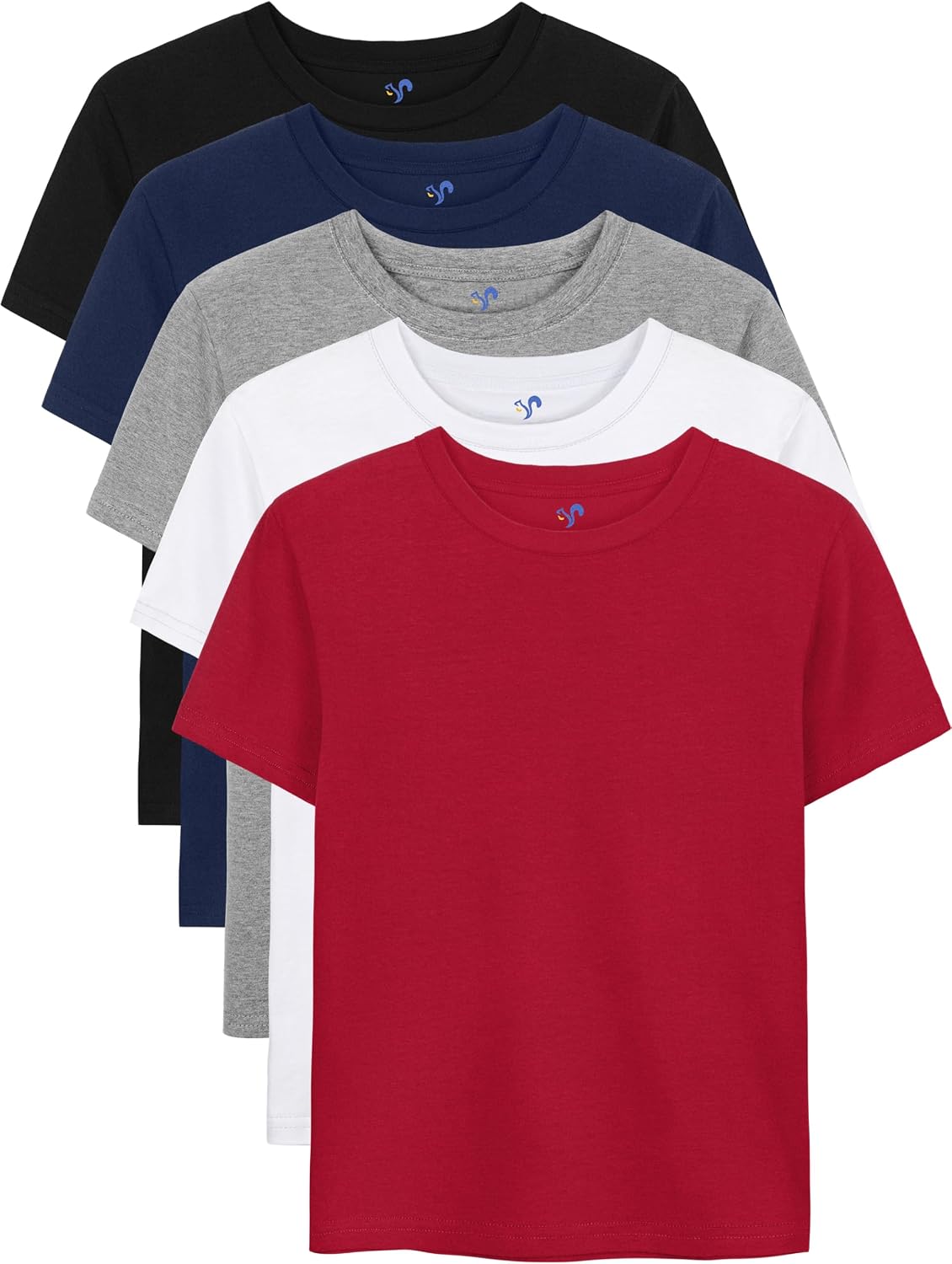 YERIOK 5 Pack Boys Shirts Short Sleeve Shirts for Boys Cotton T-Shirts Kids Toddler Tshirts Tees Clothes Summer Tops