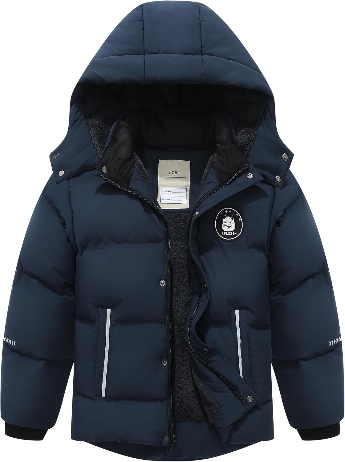Kids Boy’s Waterproof Puffer Cotton Jacket Warm Fleece Lined Down Coat Thick Hooded Winter Coat