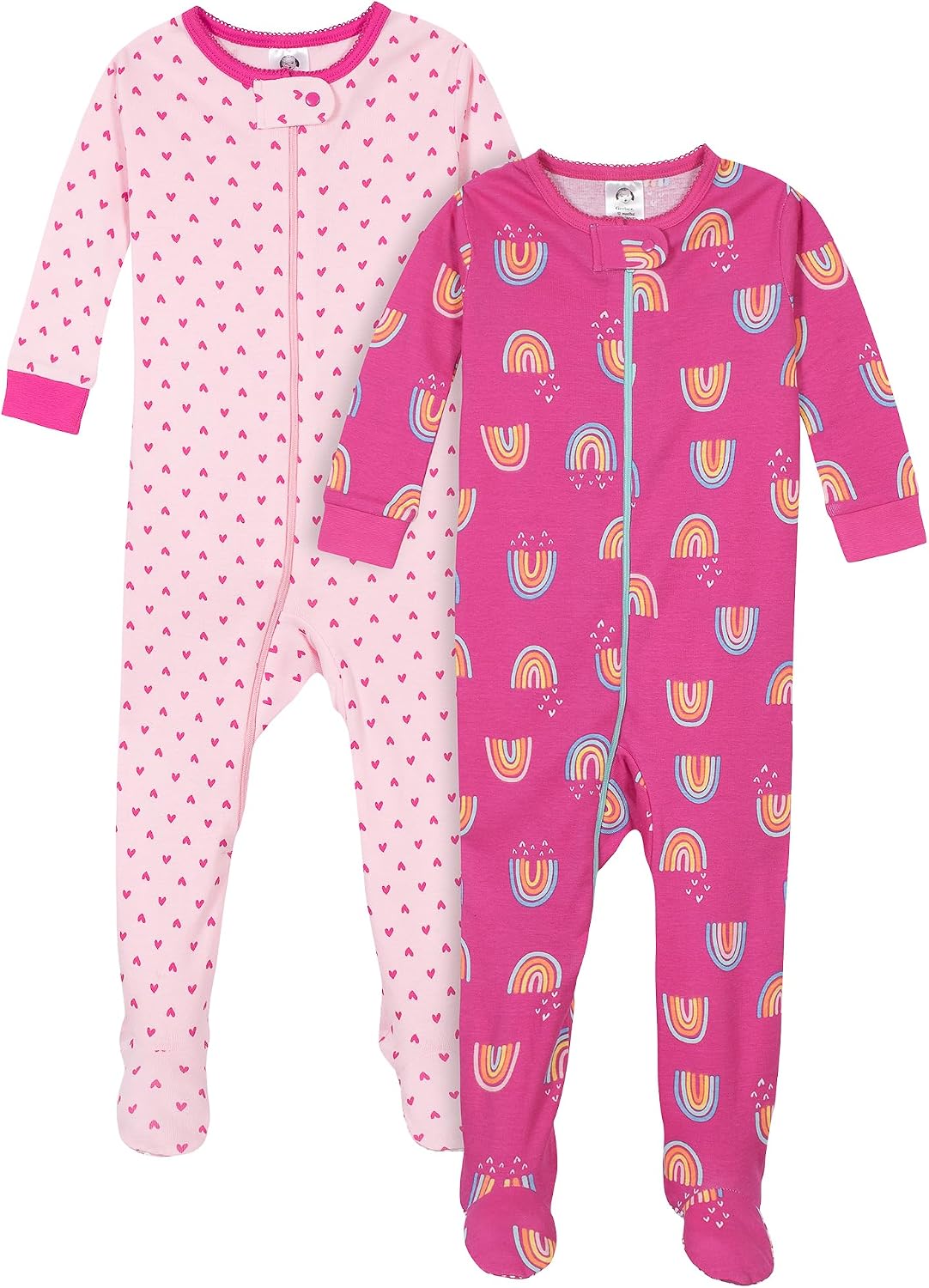 Gerber Baby Girls’ 2-Pack Footed Pajamas