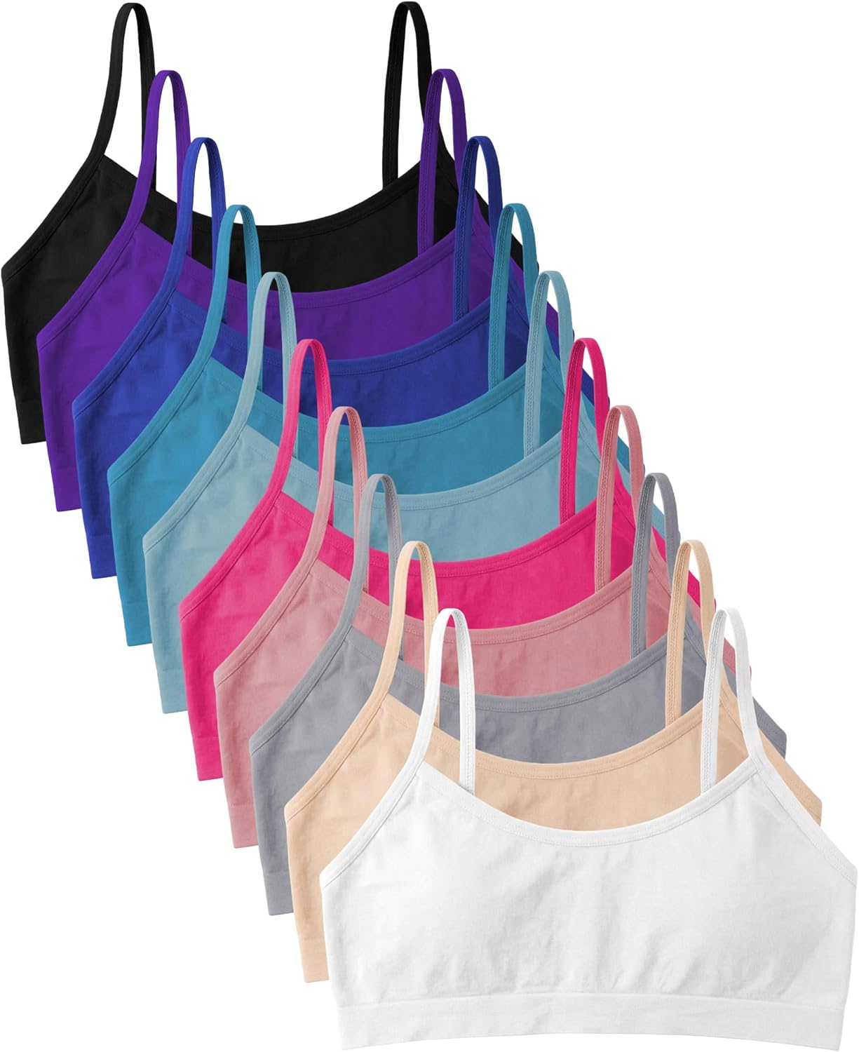 Andrew Scott Girls Seamless Training Bra | Cropped Cami Sports Brallete for Teens | Soft & Stretch | Multi-Packs