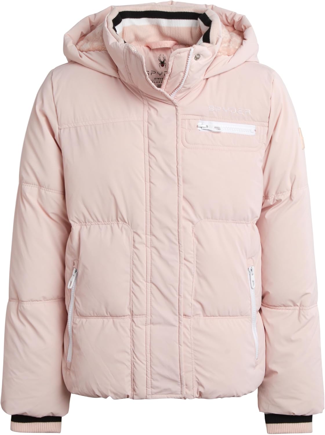 Spyder Girls Puffer Jacket – Insulated Wind and Water Resistant Faux Fur Sherpa Lined Zip Up Hooded Winter Coat for Girls