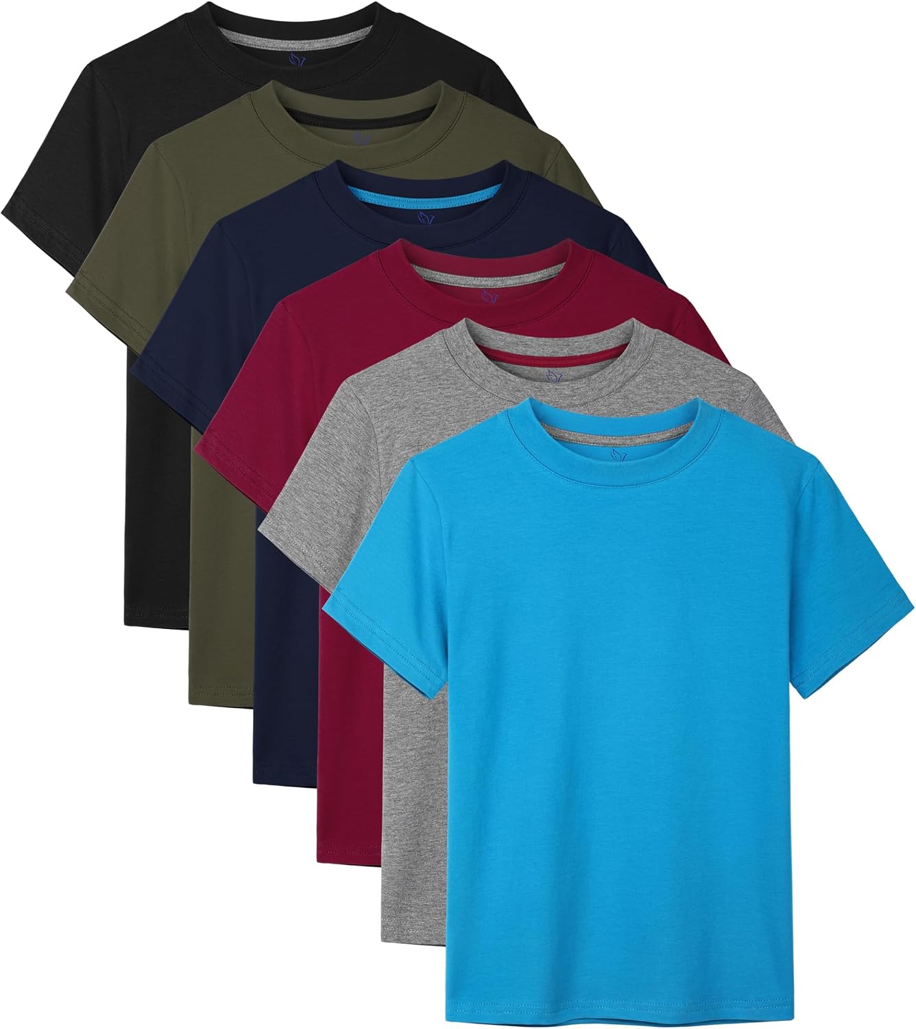 HoeVou 6 Pack Boys Shirts Cotton Short Sleeve T-Shirts for Boys Kids Tees Clothes Summer Tops