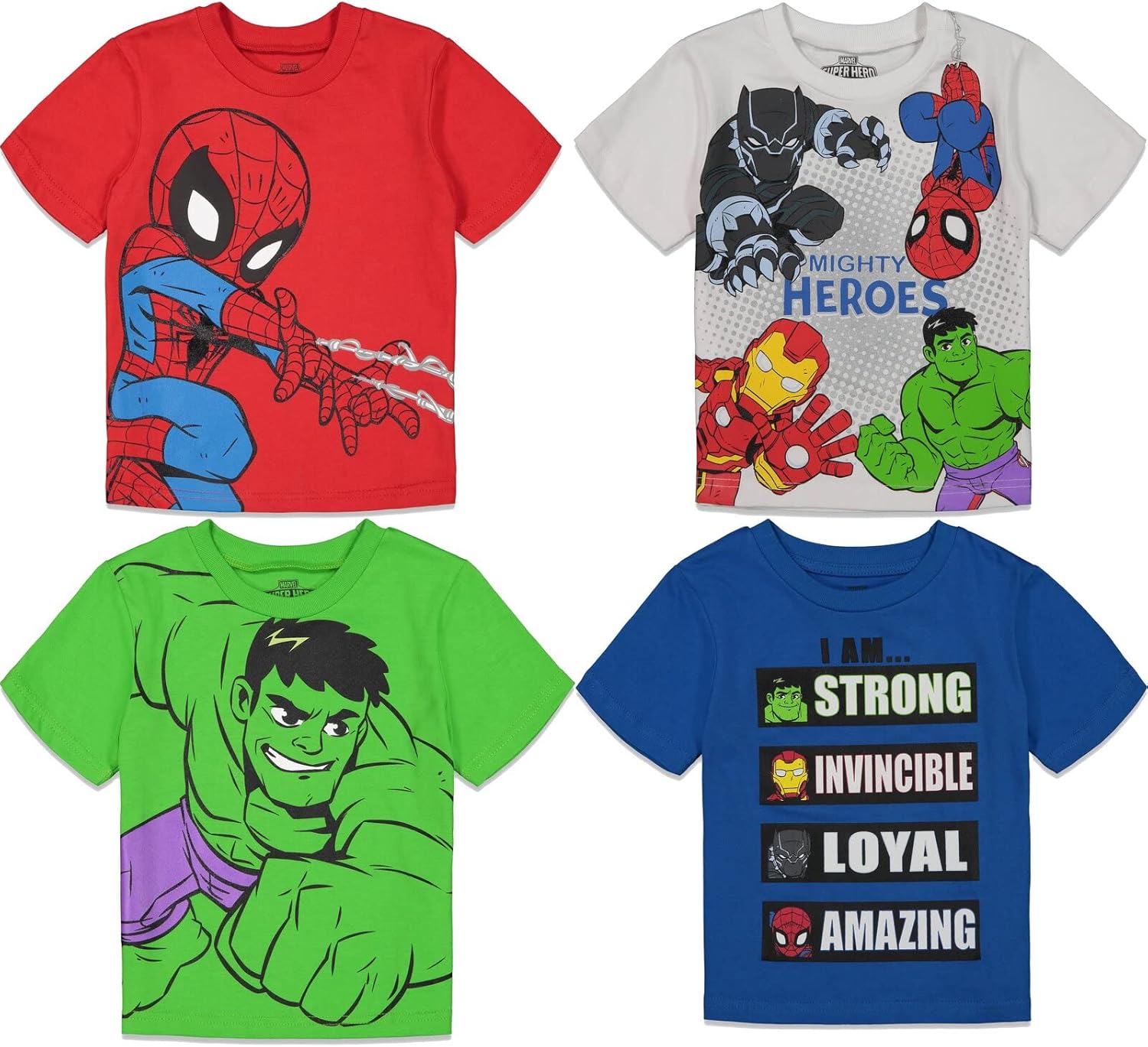 Marvel Boys’ Short Sleeve T-Shirt 4-Pack Toddler to Little Kid