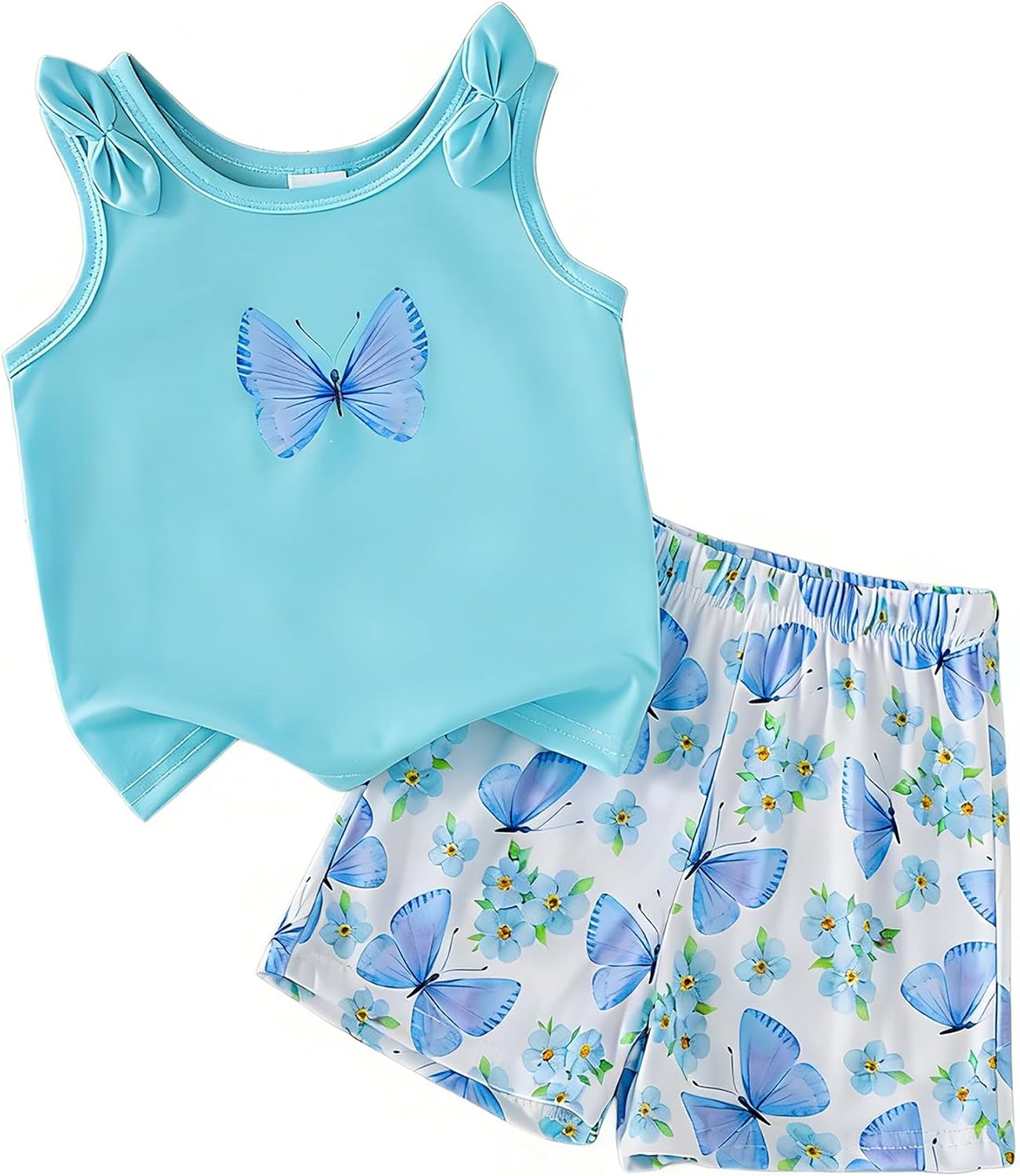 Toddler Baby Girl Clothes 2 Piece Short Set Crop Tank Tops Sleeveless Shirt Matching Hawaiian Outfit Summer