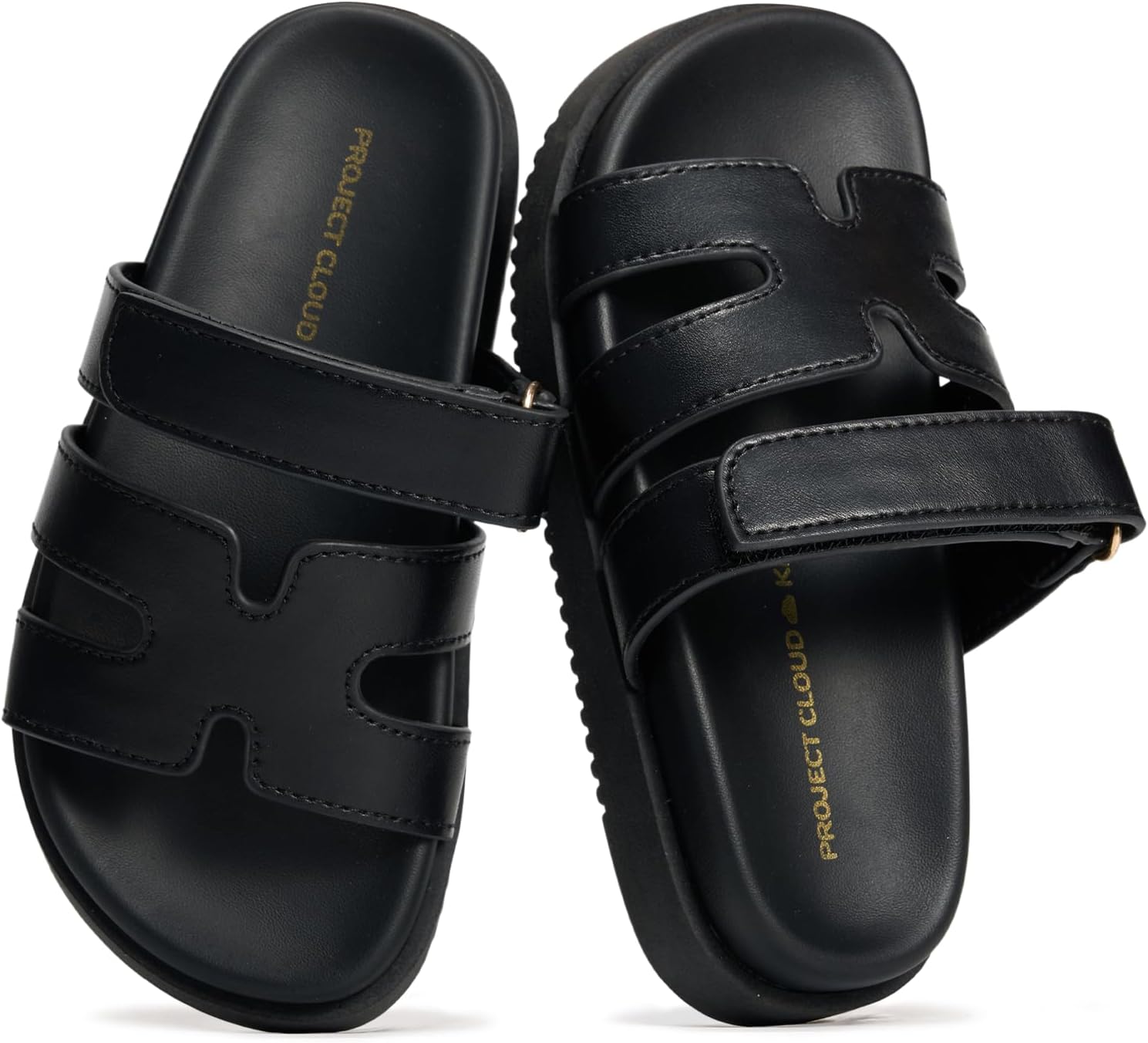 Project Cloud Girls Sandals – 100% Genuine Leather Sandals for Girls – Stylish Girls Footwear with Plush Soft Insole – Non-Slip Water-Resistant Beach Slides for Girls, Kids Sandals (Mayvy Kids)