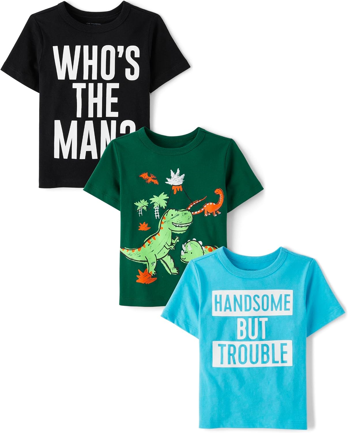 The Children’s Place Baby Boys’ and Toddler Dino,Animals,Sharks Short Sleeve Graphic T-Shirts,3 Pack