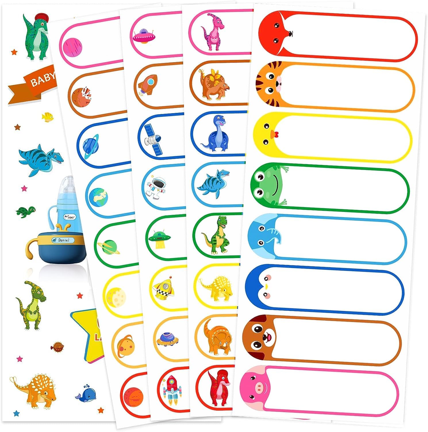 Baby Bottle Labels for Daycare,64Pcs Waterproof School Name Labels for Kids,Daycare Name Tag Label Supplies