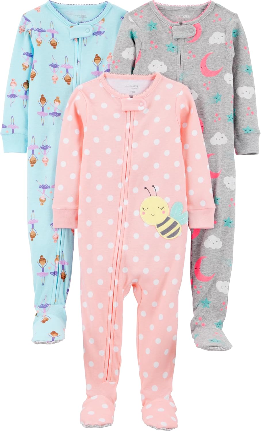 Simple Joys by Carter’s Girls 3-pack Snug Fit Footed Cotton Pajamas