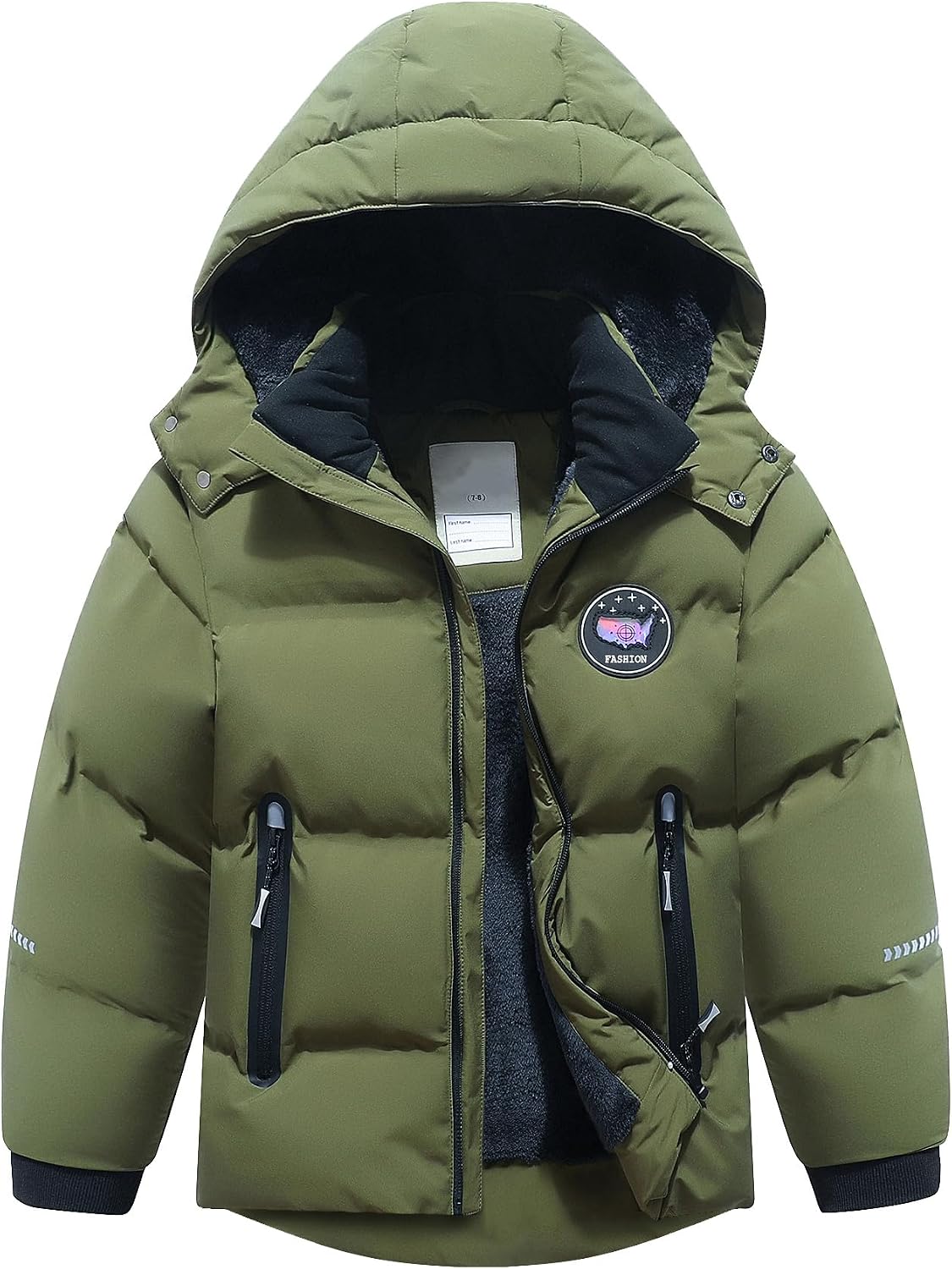 Kids Boy’s Winter Coat Fleece Lined Waterproof Jacket Puffy Cotton Coat Thick Hooded Down Outdoor Coats