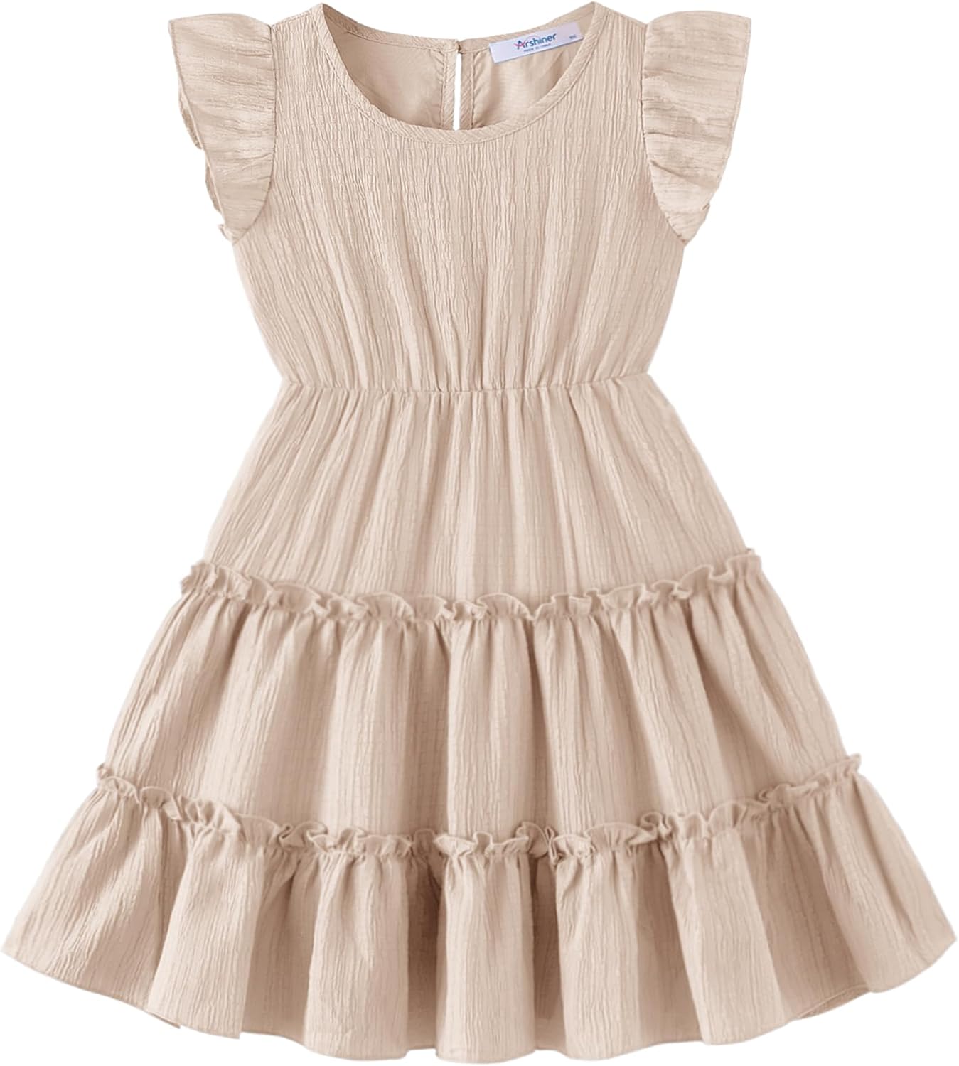 Arshiner Toddler Girls Dress Ruffle Sleeveless Tiered Swing Twirly Dresses Cute Summer Beach Sundress with Pocket for 1-6T