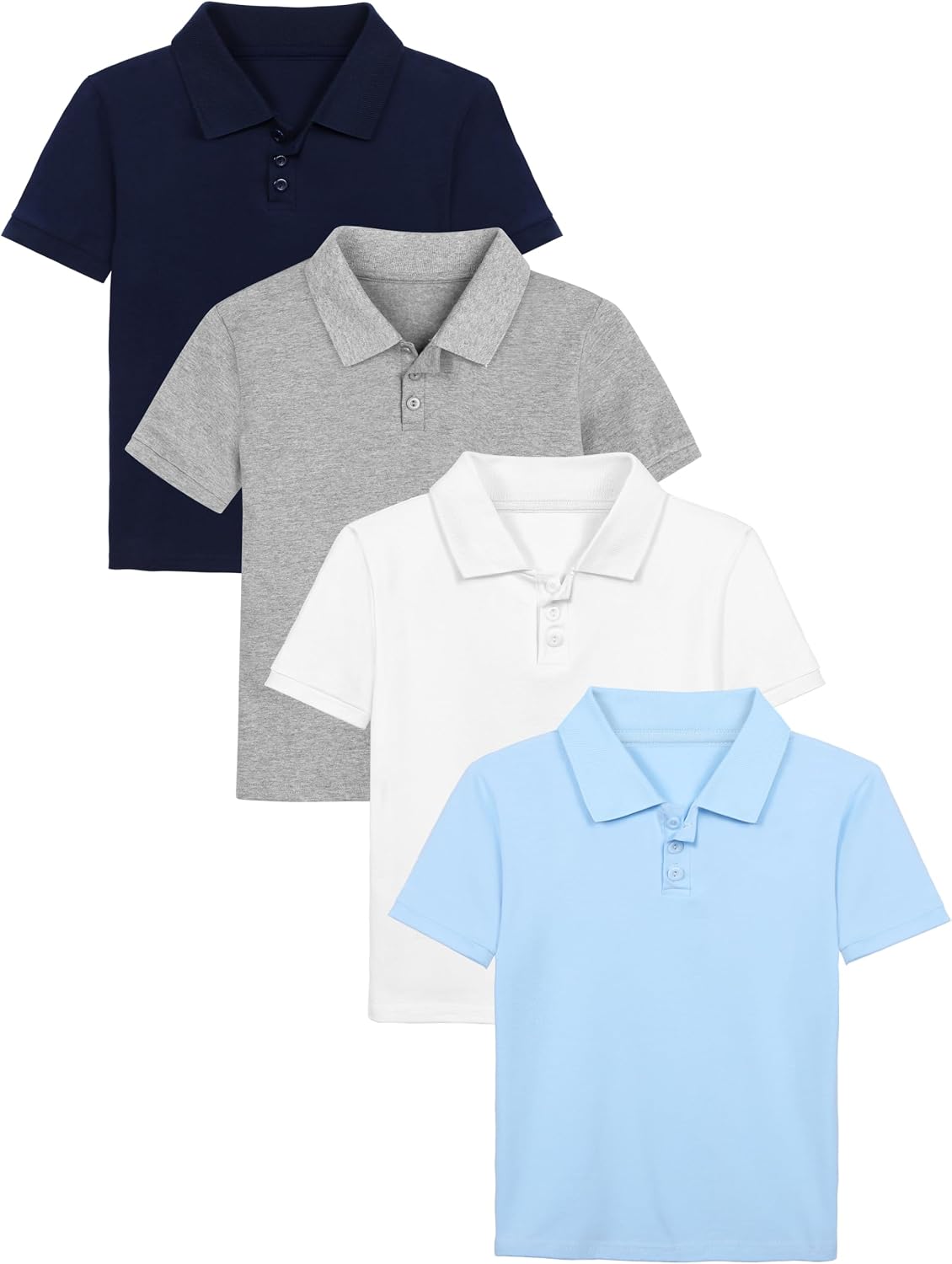 Poroka 4 Pack Boys Polo Shirts Solid School Uniform Cotton Short Sleeve Golf Polo Shirt for Kids Boy
