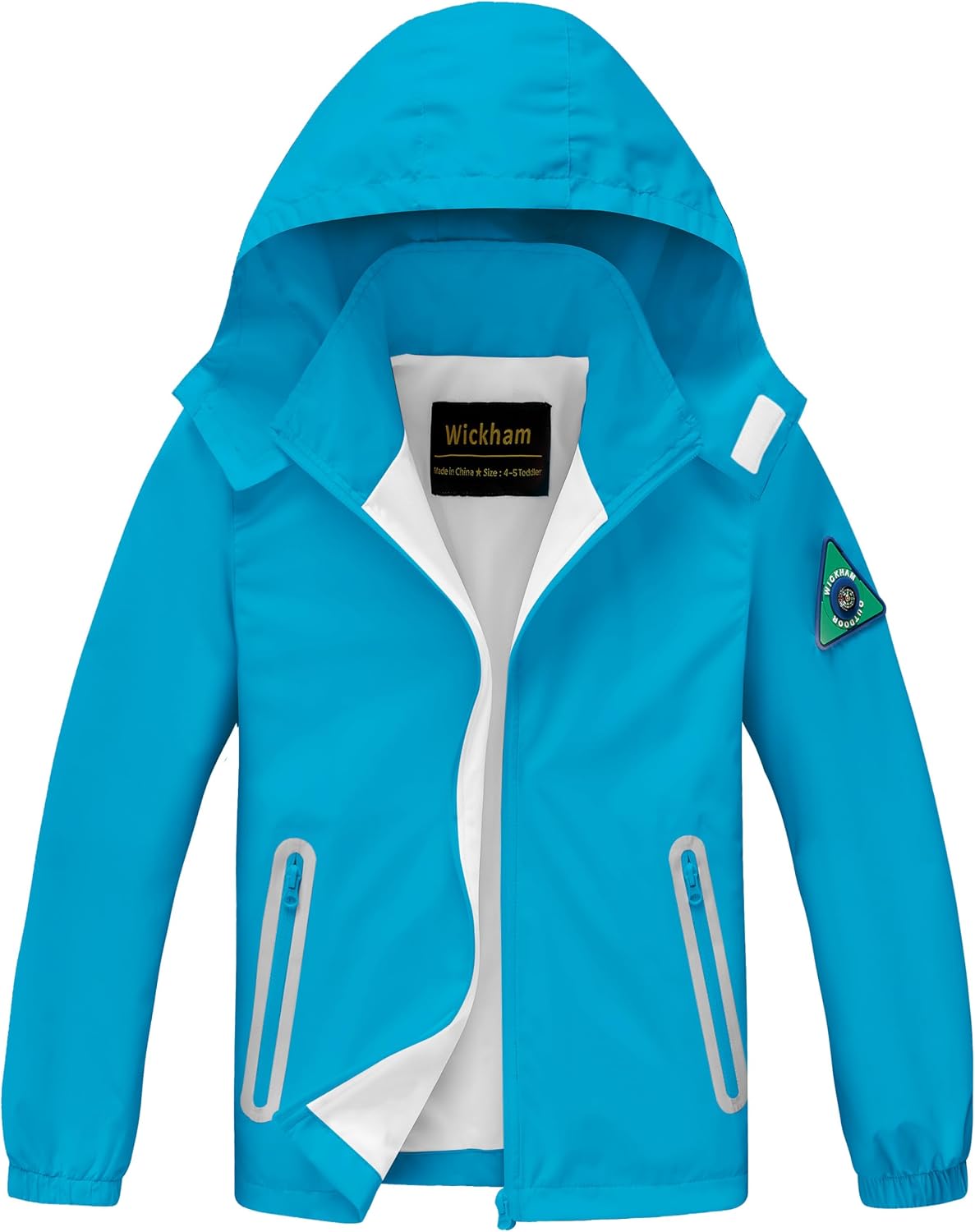 WICKHAM Boys Girls Lightweight Waterproof Rain Jacket with Detachable Hood for School, Hiking and Rainy Days