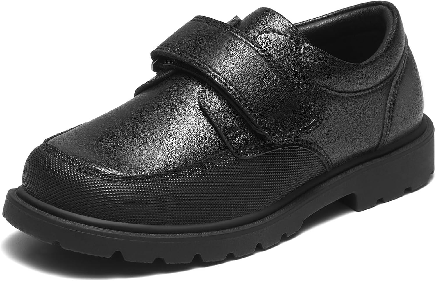 GINNI Boys Dress Shoes Boys Loafers with Adjustable Hook and Loop School Shoes with Anti-Collision Toe Cap Casual Oxfords for Toddler/Little/Big Kid
