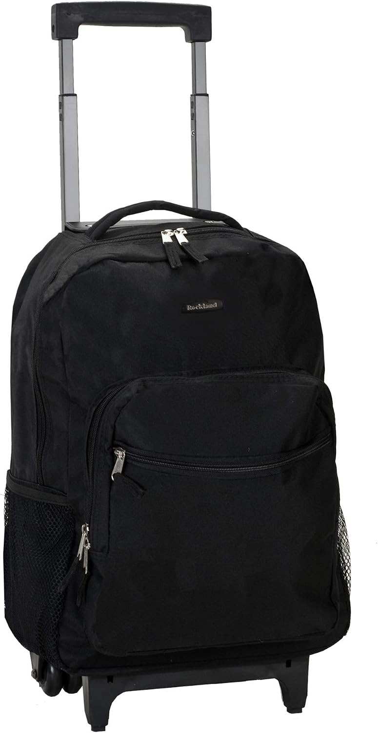 Rockland Double Handle 17″ Rolling Backpack, Black