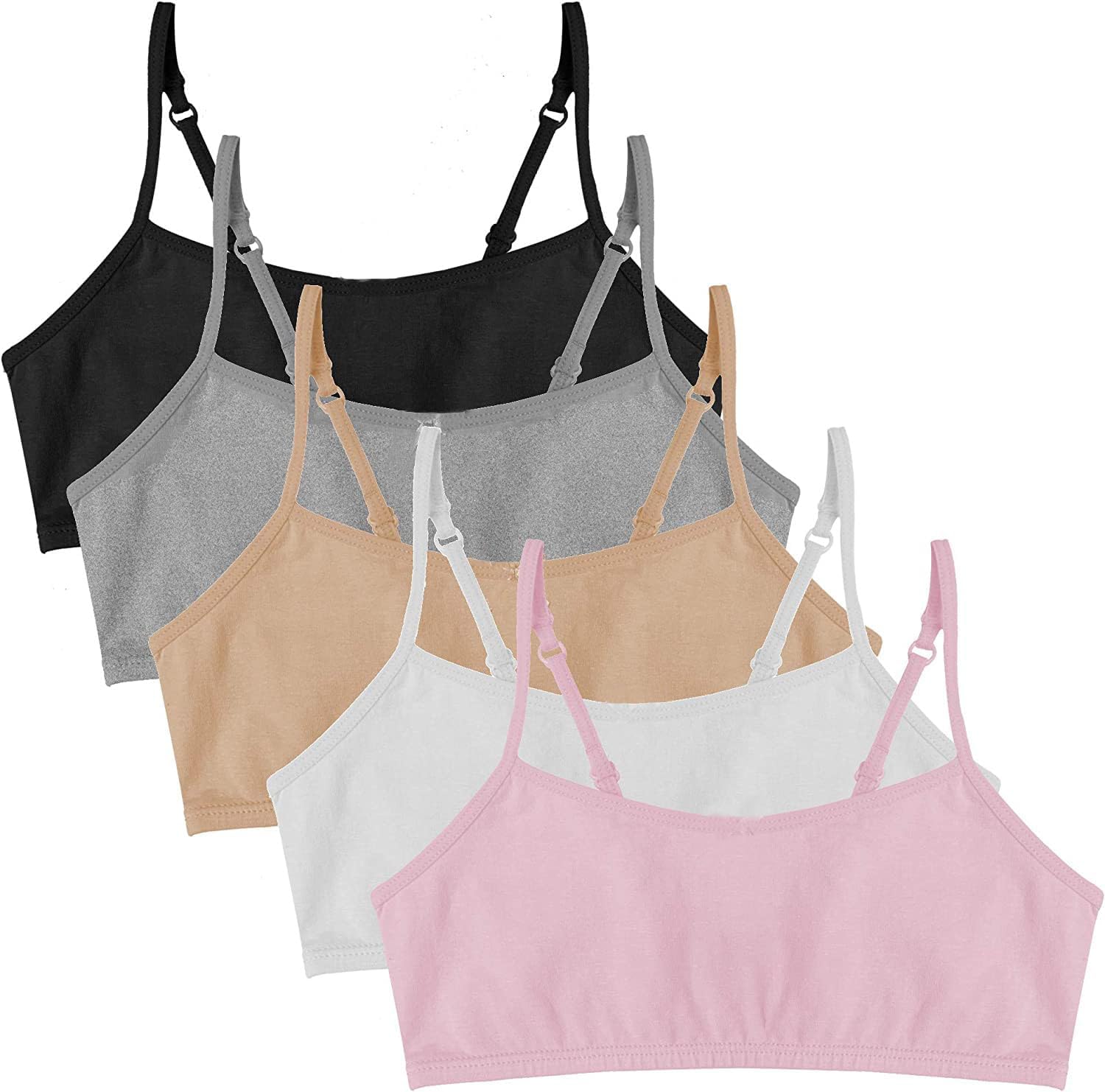 Popular Cotton Girls Training Bra – Crop Cami Training Bras for Girls with Adjustable Straps. Cotton Bra Pack.