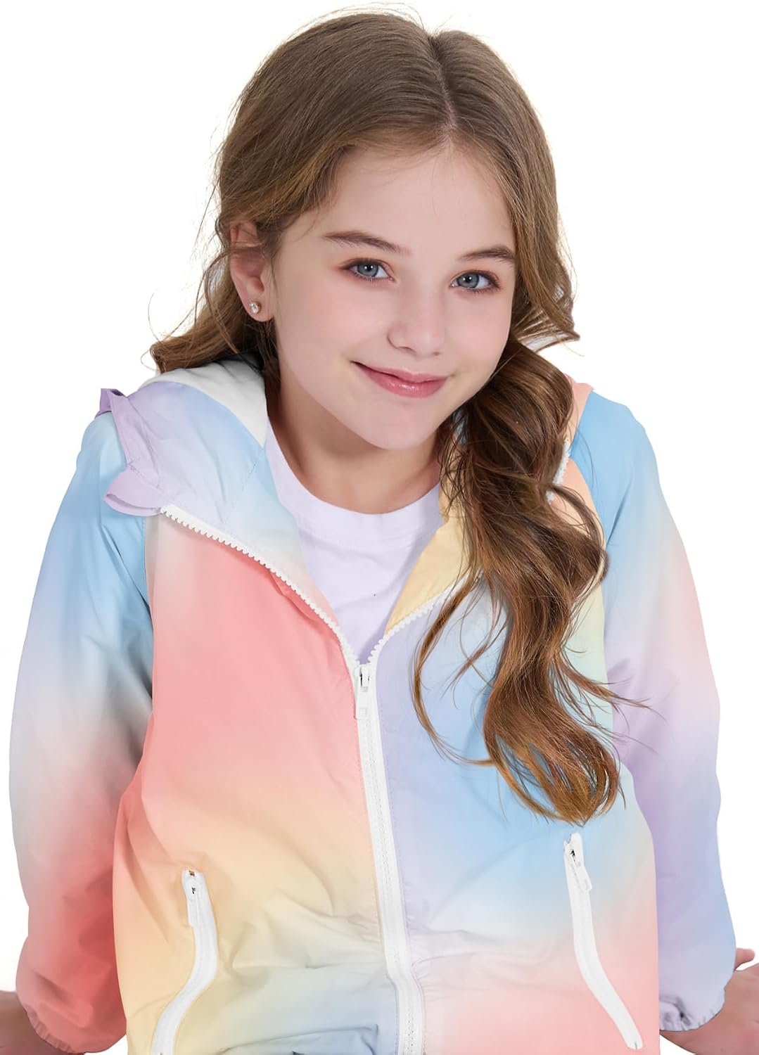 Zando Lightweight Girls Rain Jacket – Hooded Windbreaker Water-Resistant Girls’ Outerwear Jackets & Coats for Kids 4-10Y