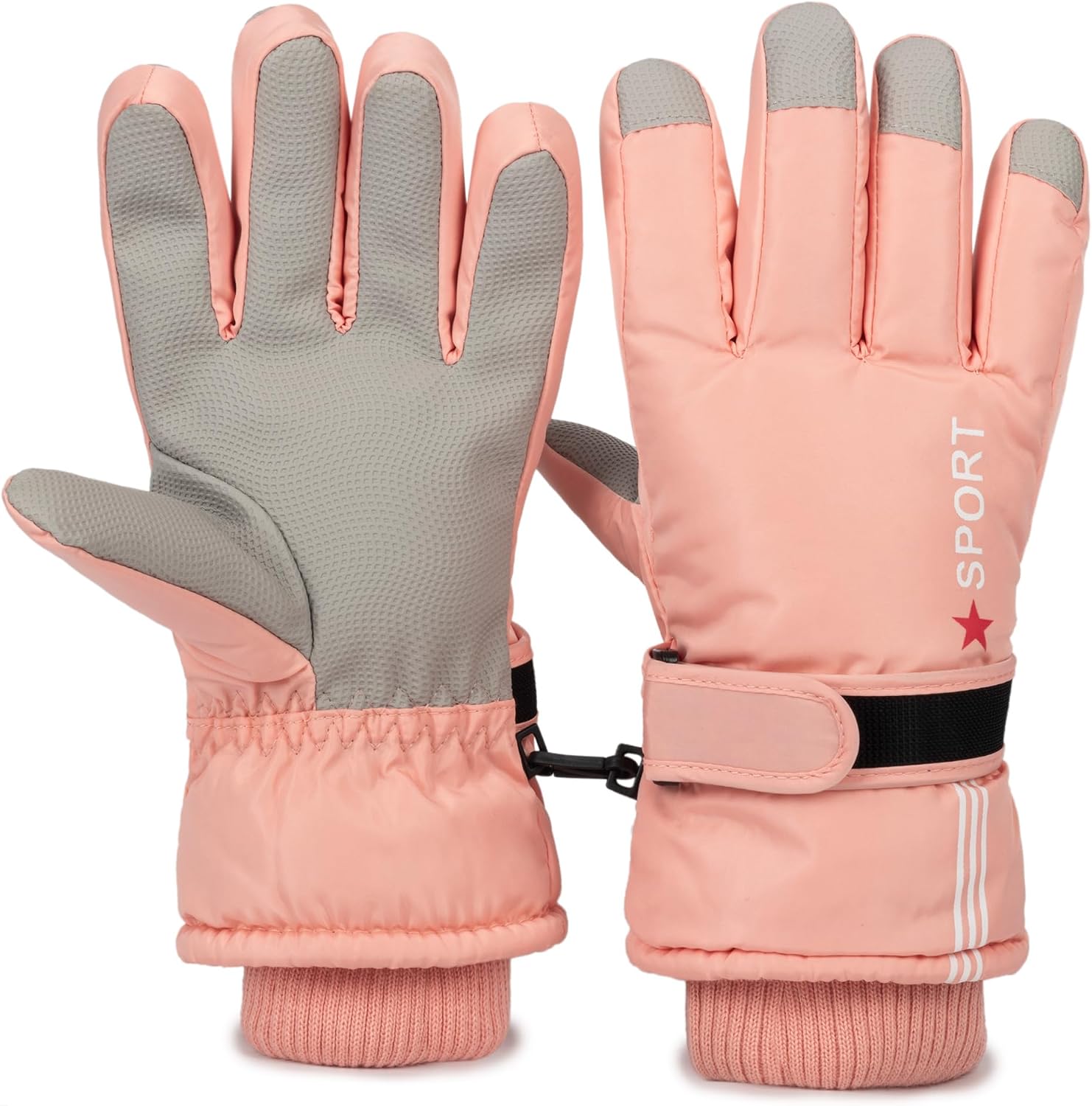 XuoAz Kids Winter Ski Snow Gloves – Warm Waterproof Snowboard Gloves Mittens for Boys Girls (for 5-10 Years)